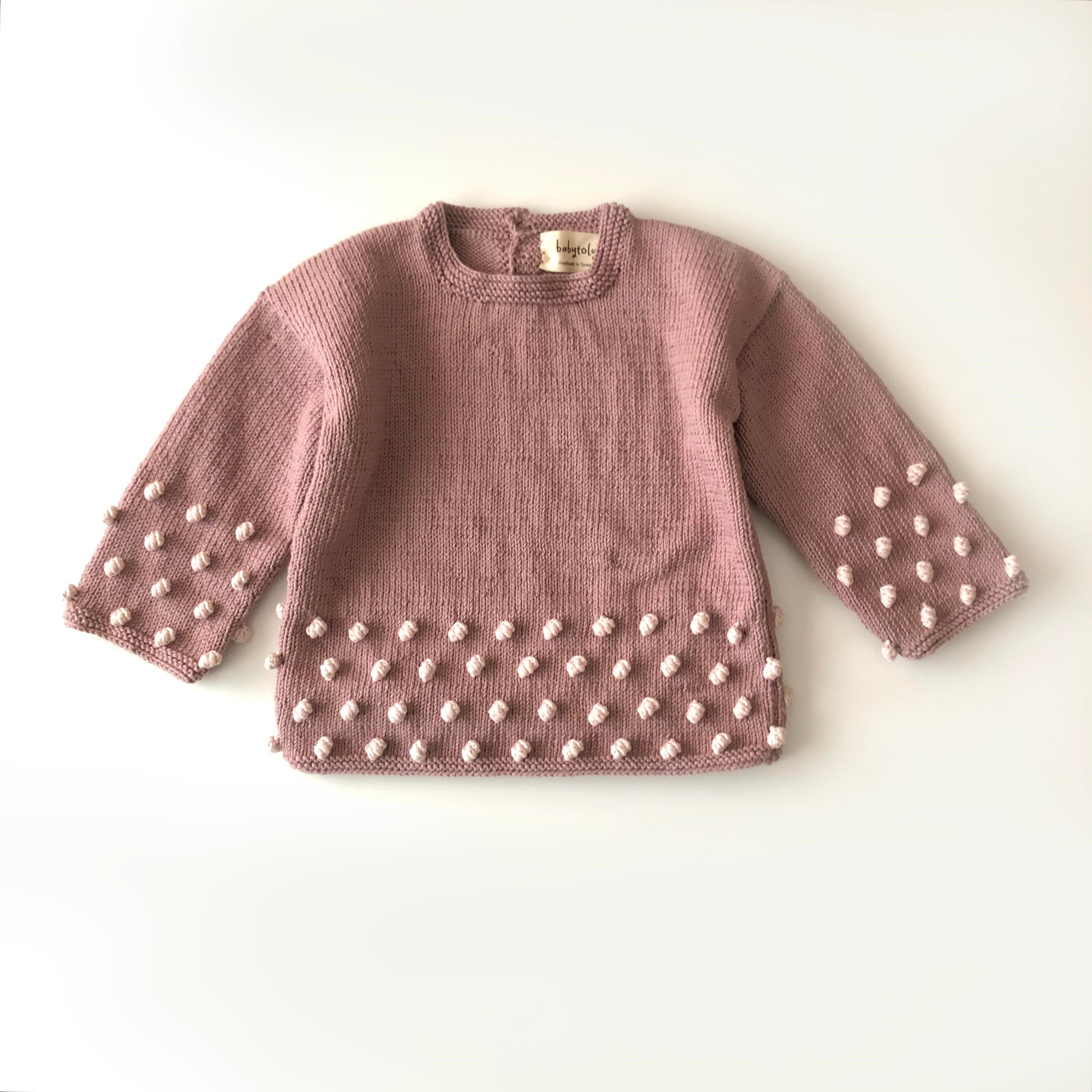 Comfy Popcorn Sweater, Dusty rose