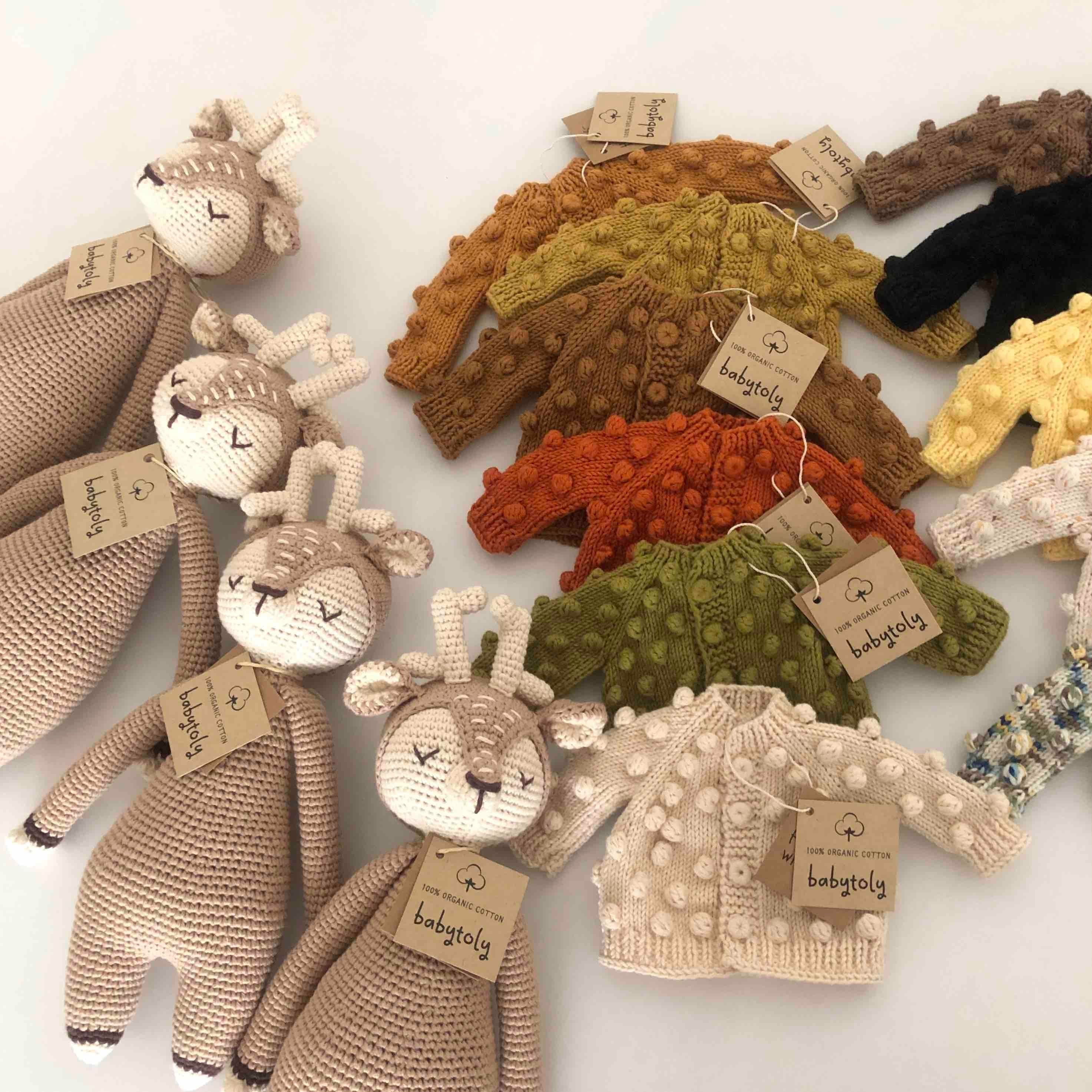 Deer Sleep Friend+Popcorn Cardigan Set, Custom Color