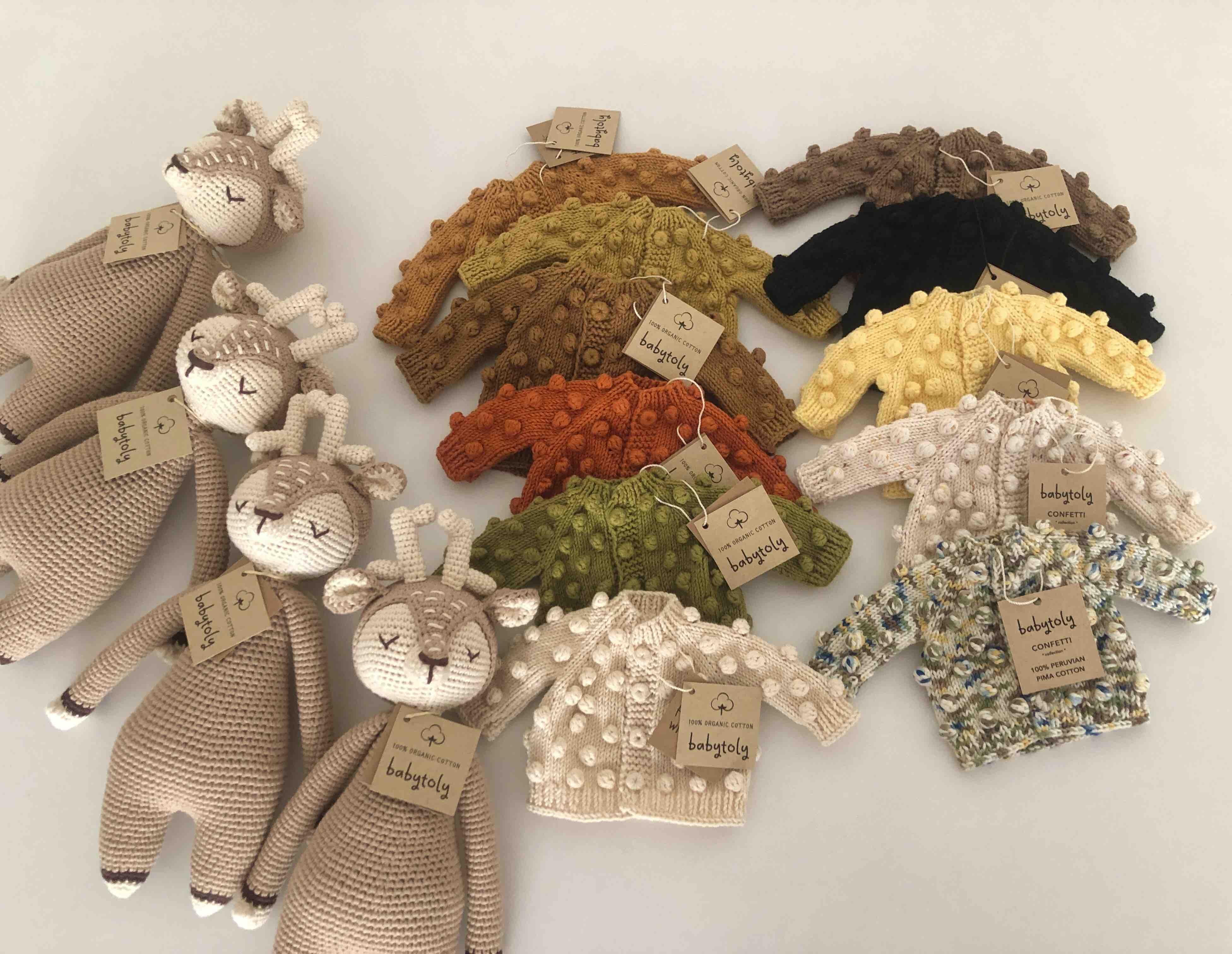 Deer Sleep Friend+Popcorn Cardigan Set, Custom Color