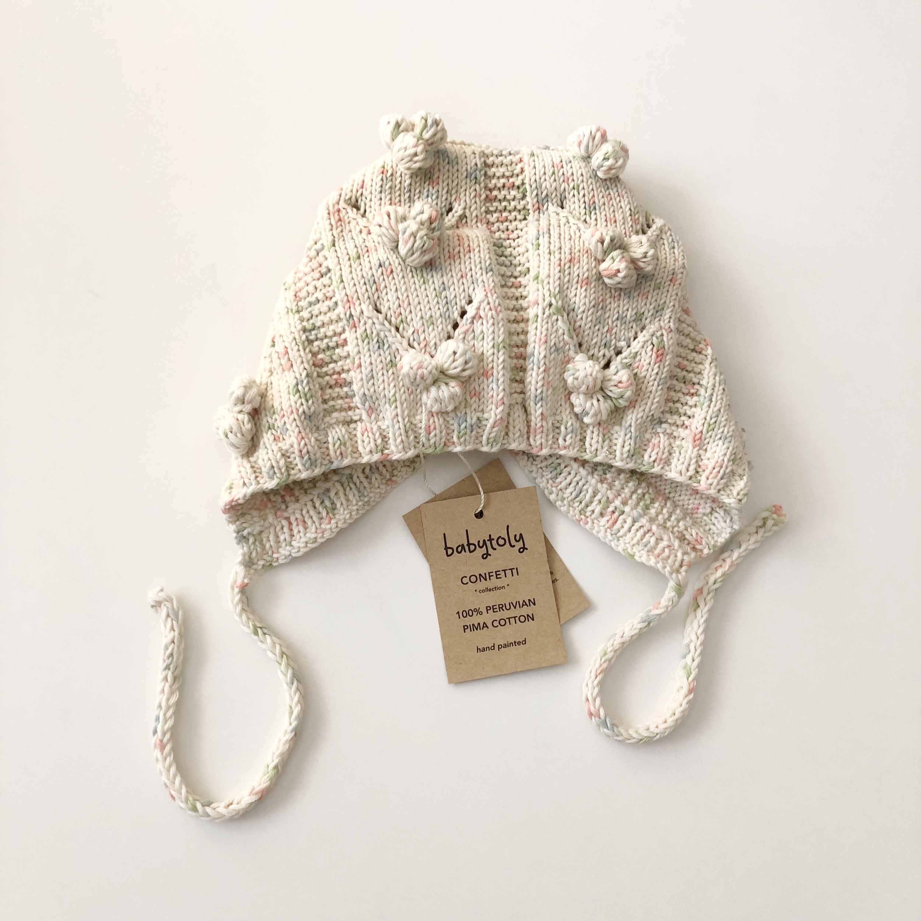 Fancy Popcorn Bonnet, Exclusive Confetti - Pastel Rainbow