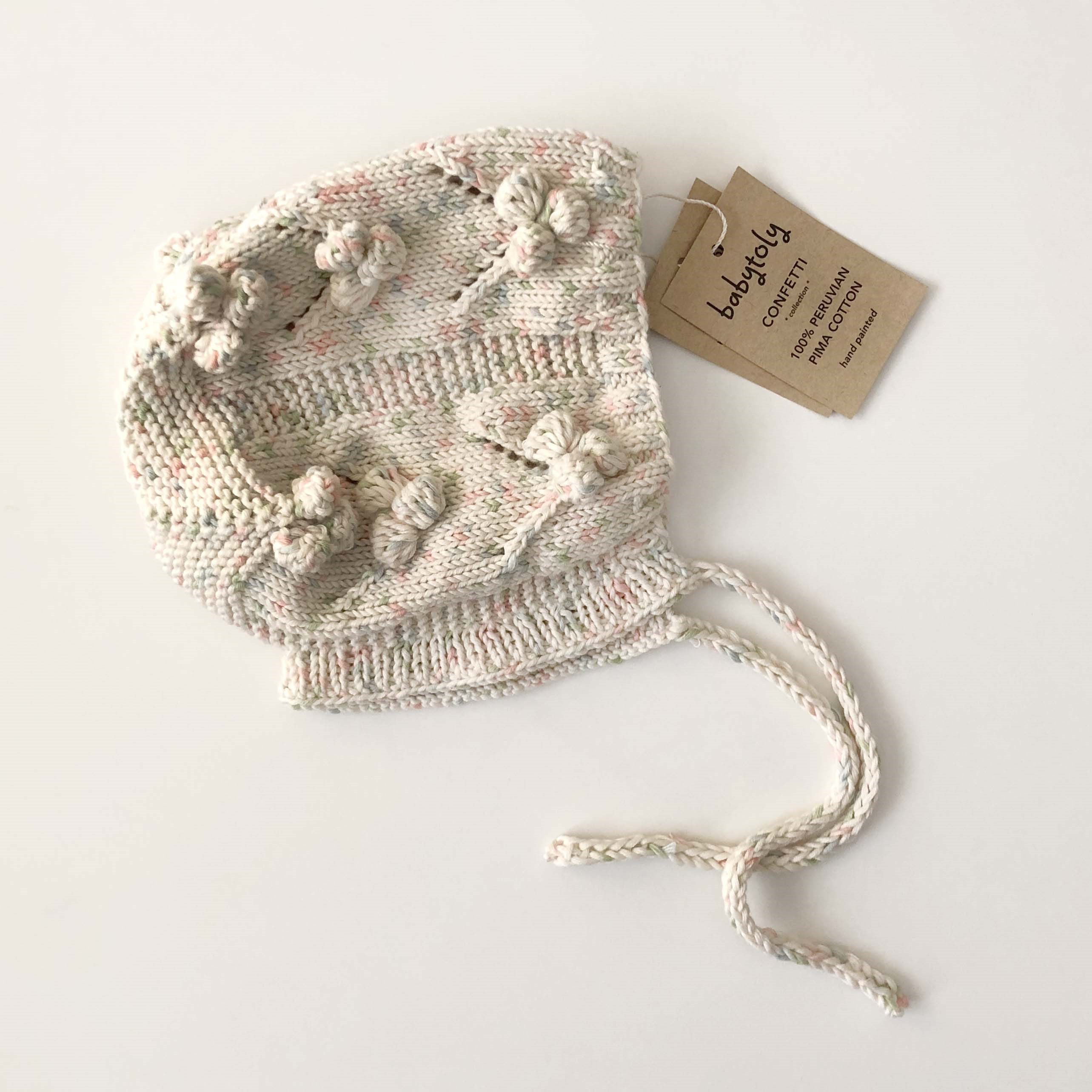 Fancy Popcorn Bonnet, Exclusive Confetti - Pastel Rainbow