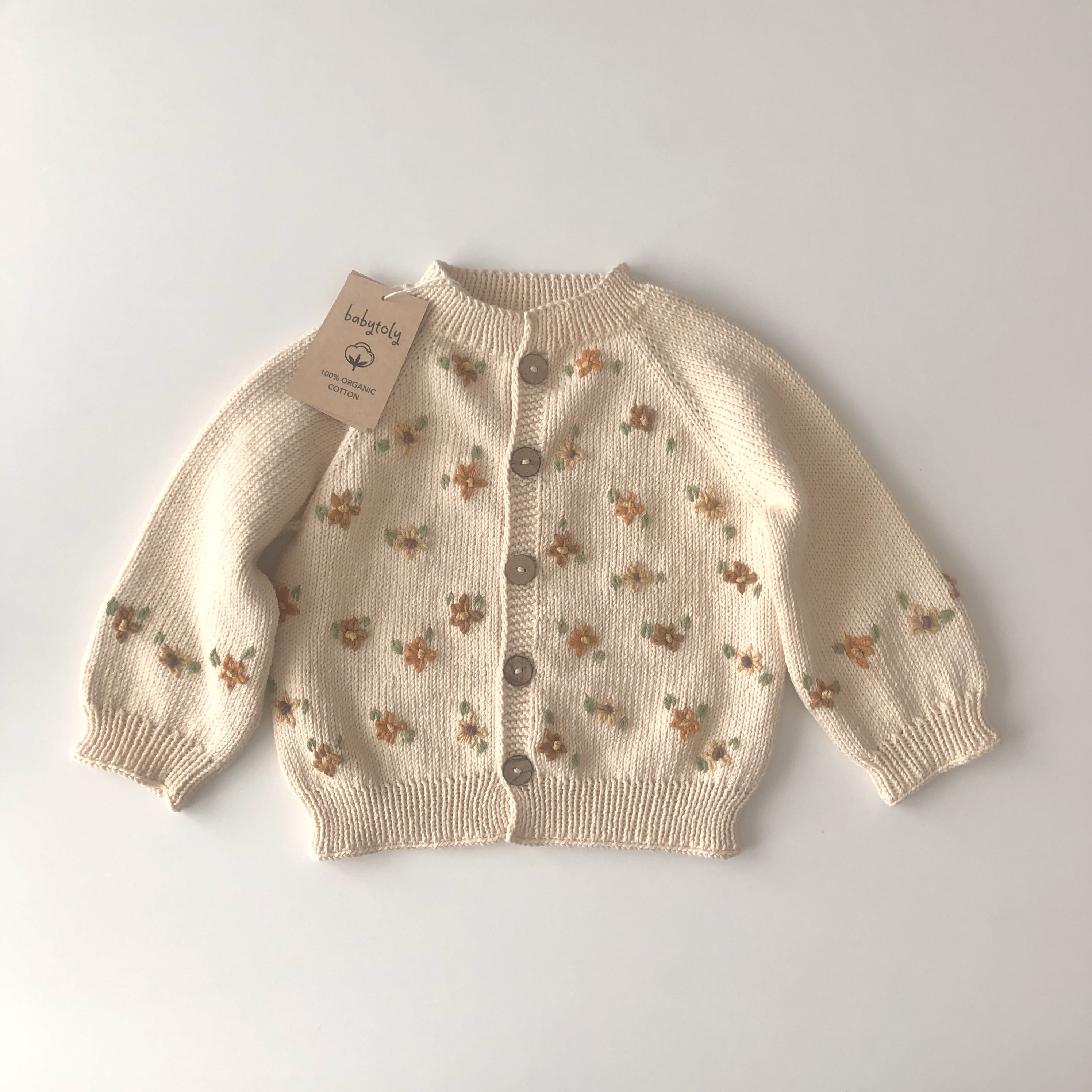 Floral Cardigan, Natural Base