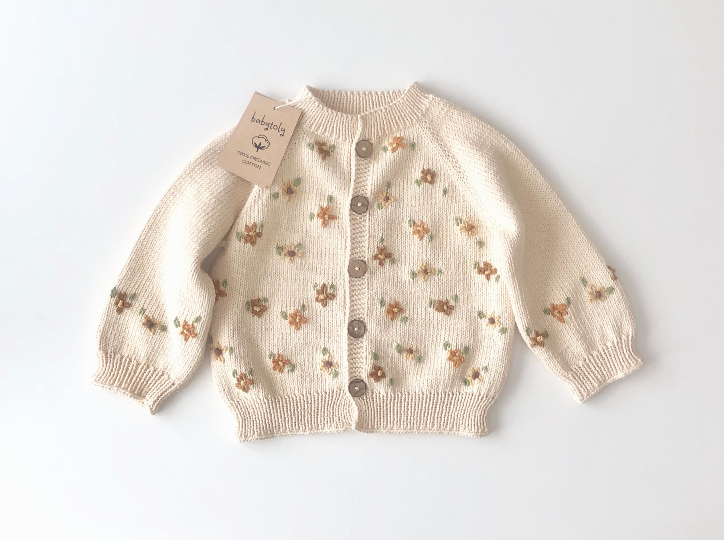 Floral Cardigan, Natural Base