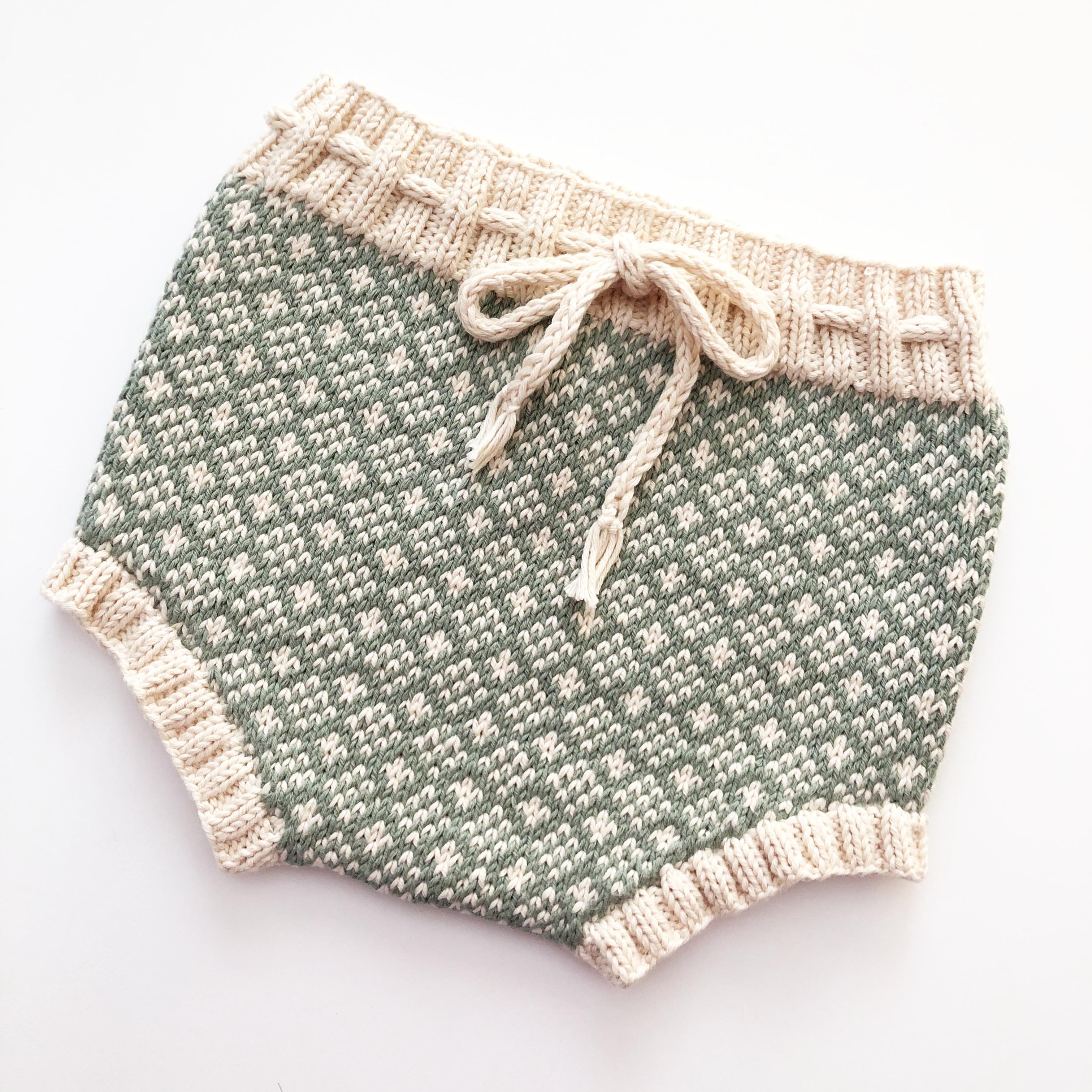 Folk Bloomer, Natural(waist) × Mint(patterns)