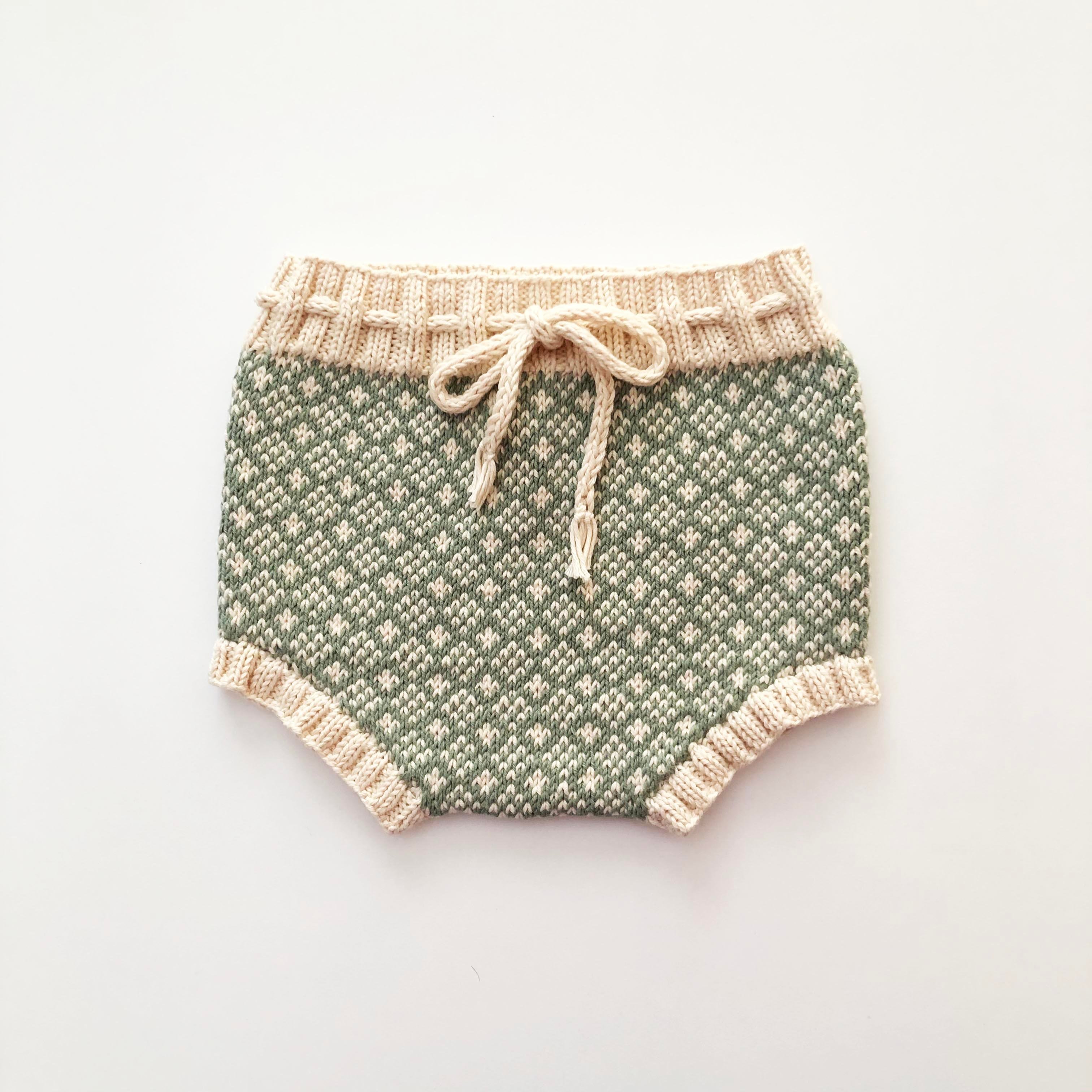 Folk Bloomer, Natural(waist) × Mint(patterns)