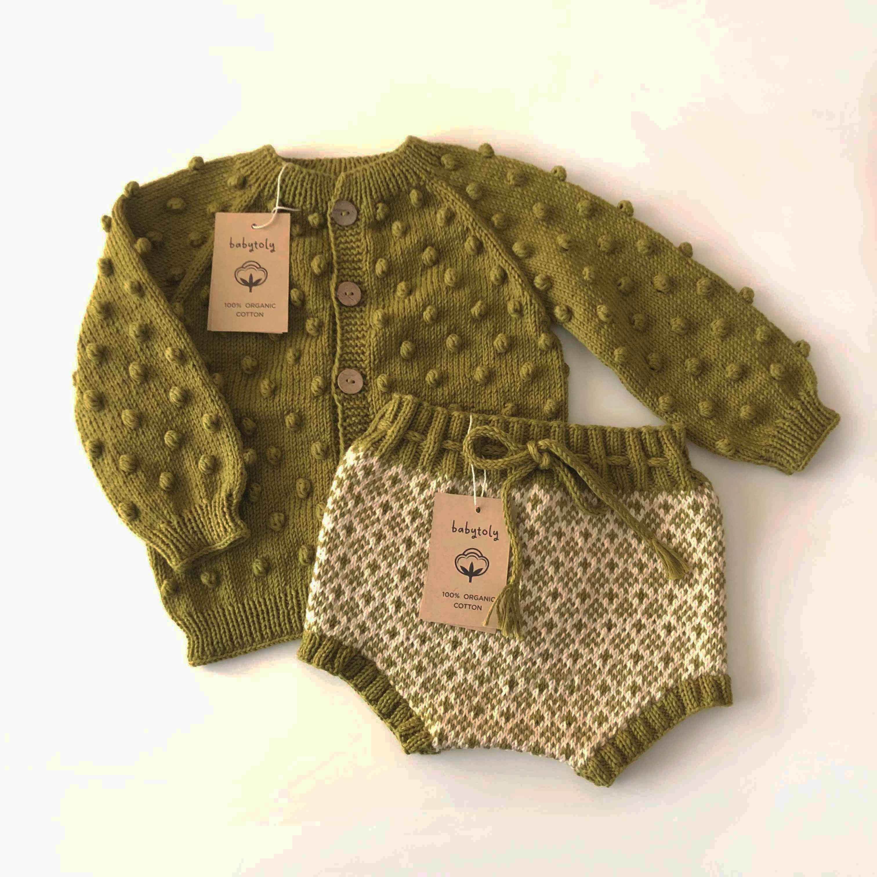 Folk Bloomer, Natural(waist) × Olive(patterns)