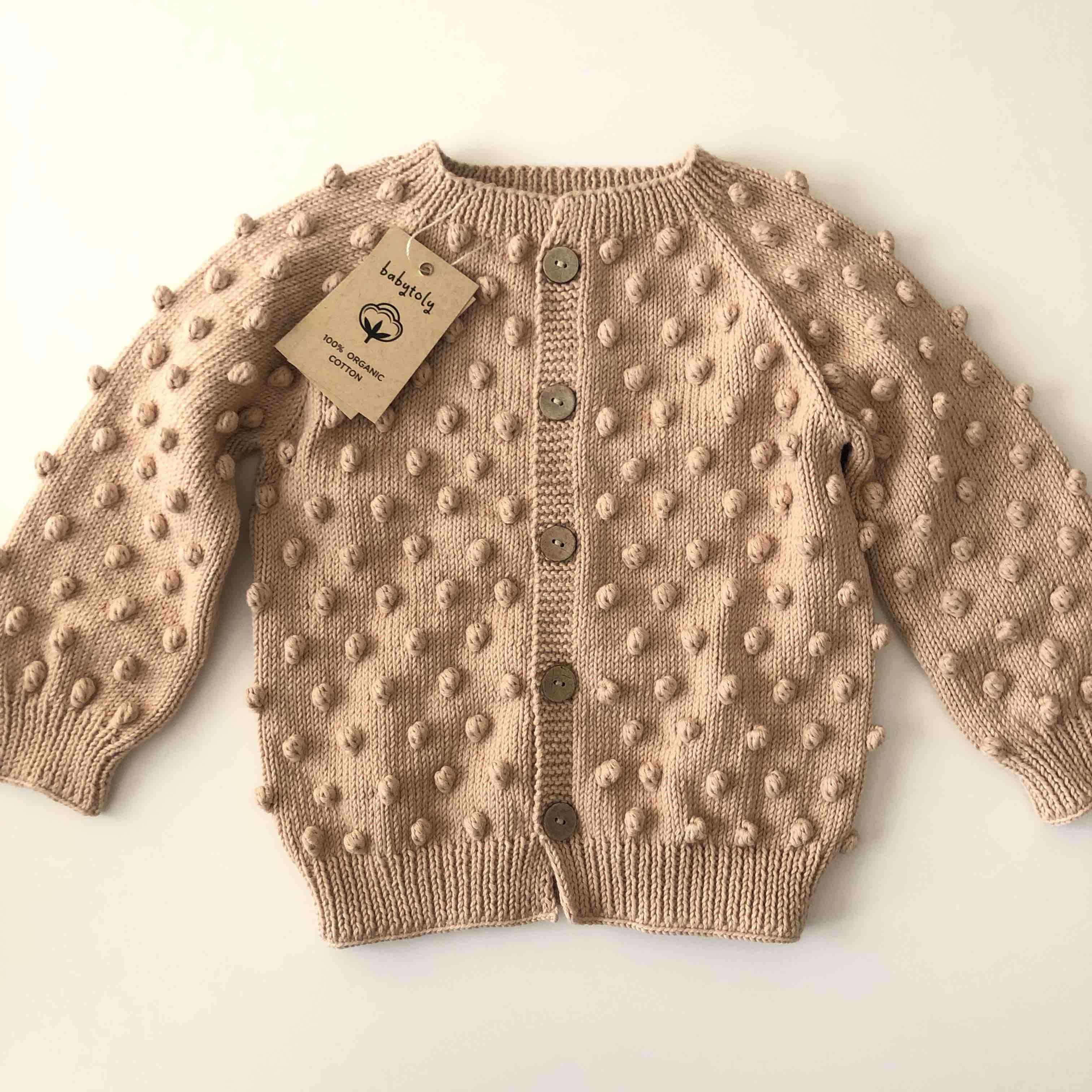 Popcorn Cardigan, Ecru