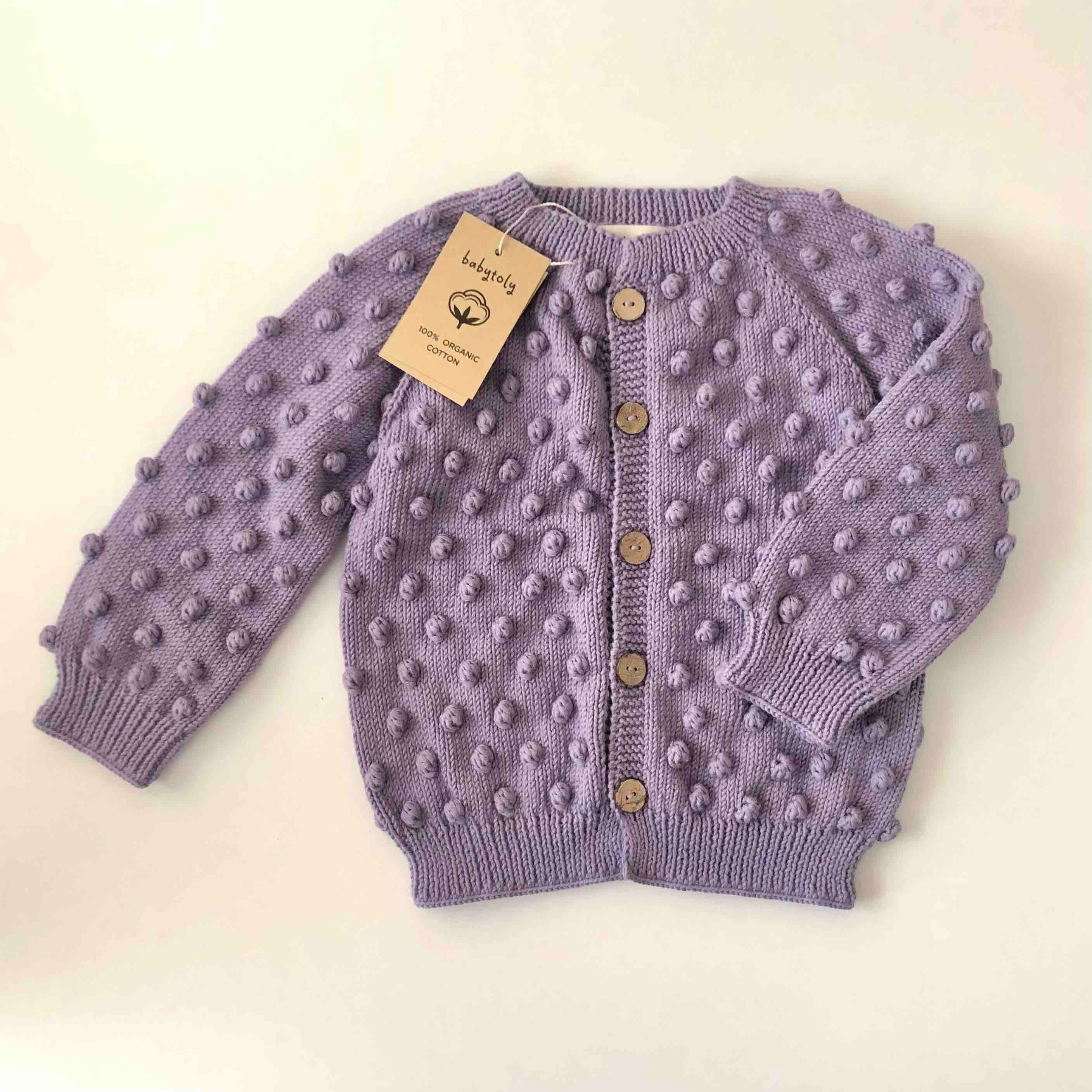 Popcorn Cardigan, Lavender