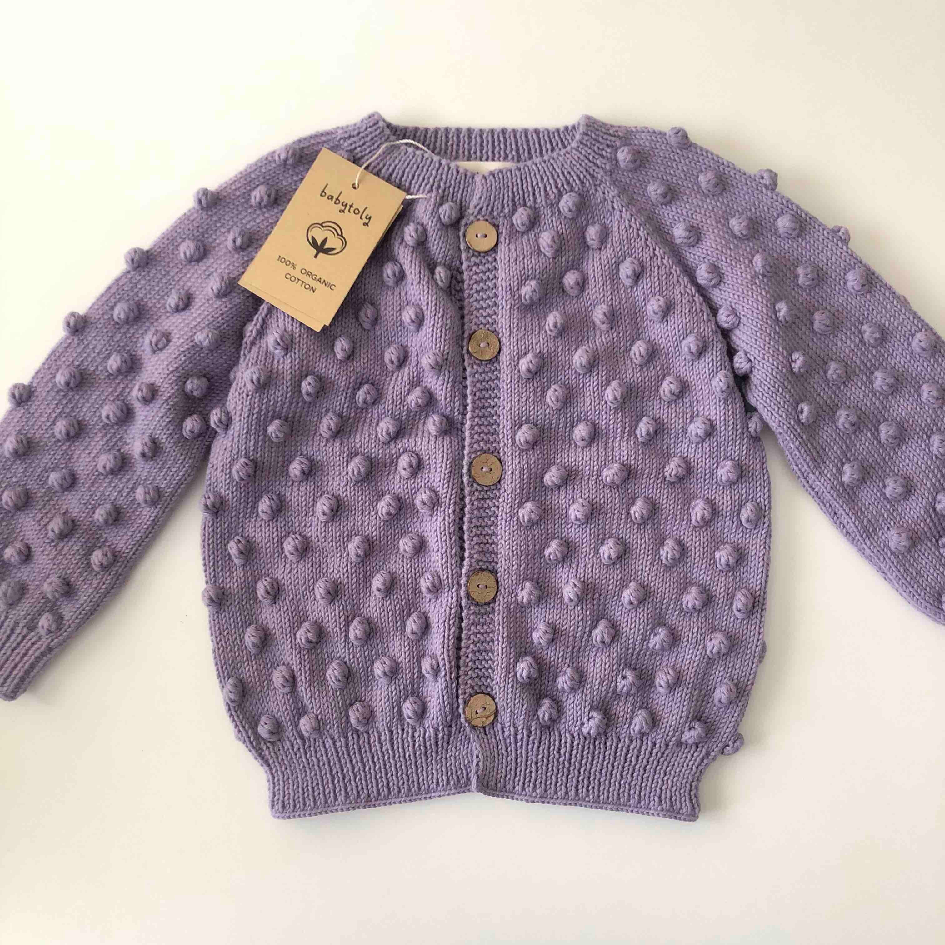 Popcorn Cardigan, Lavender