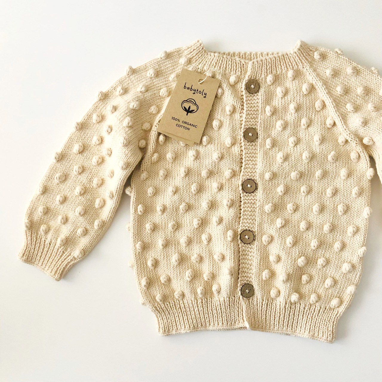 Popcorn Cardigan, Natural