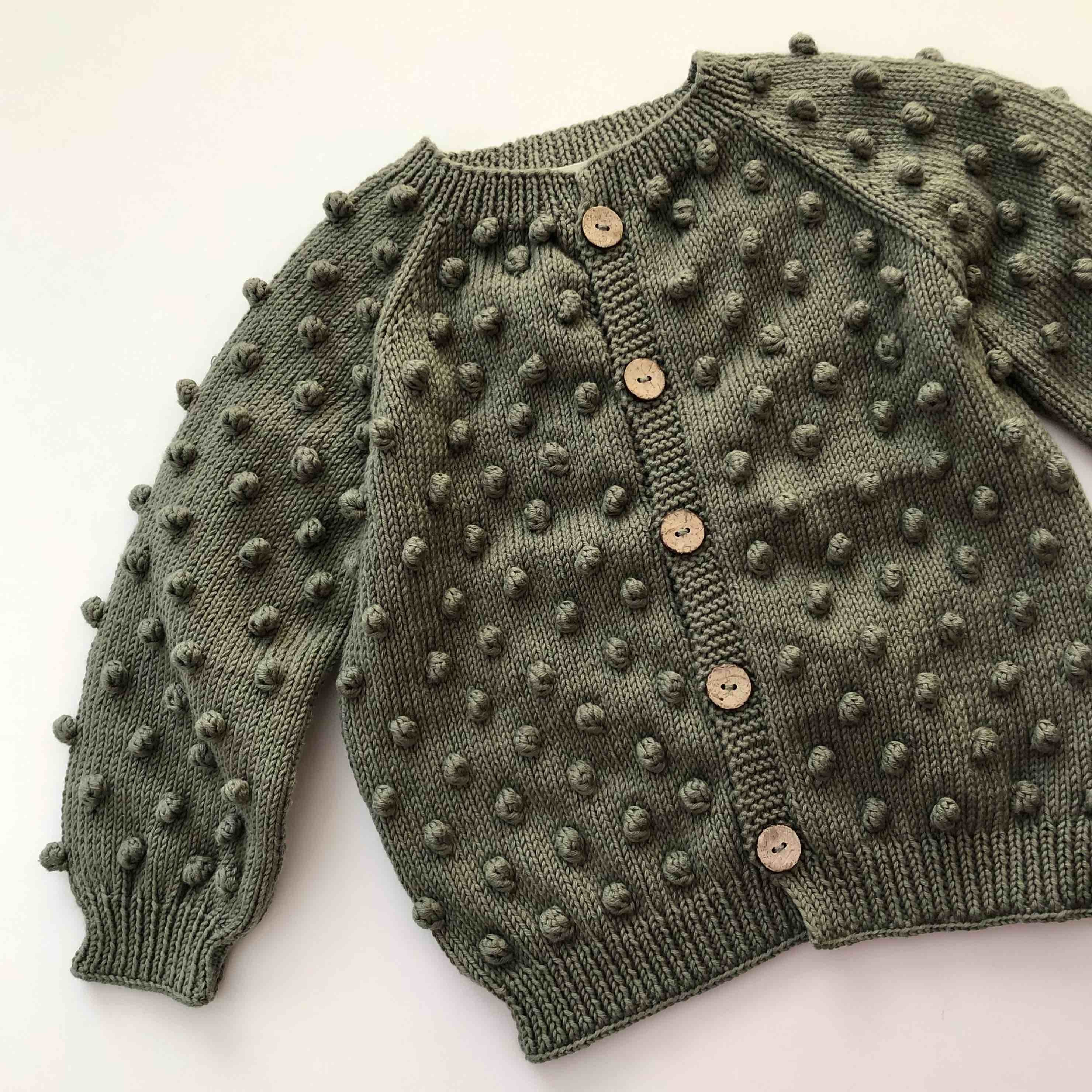 Popcorn Cardigan, Sage