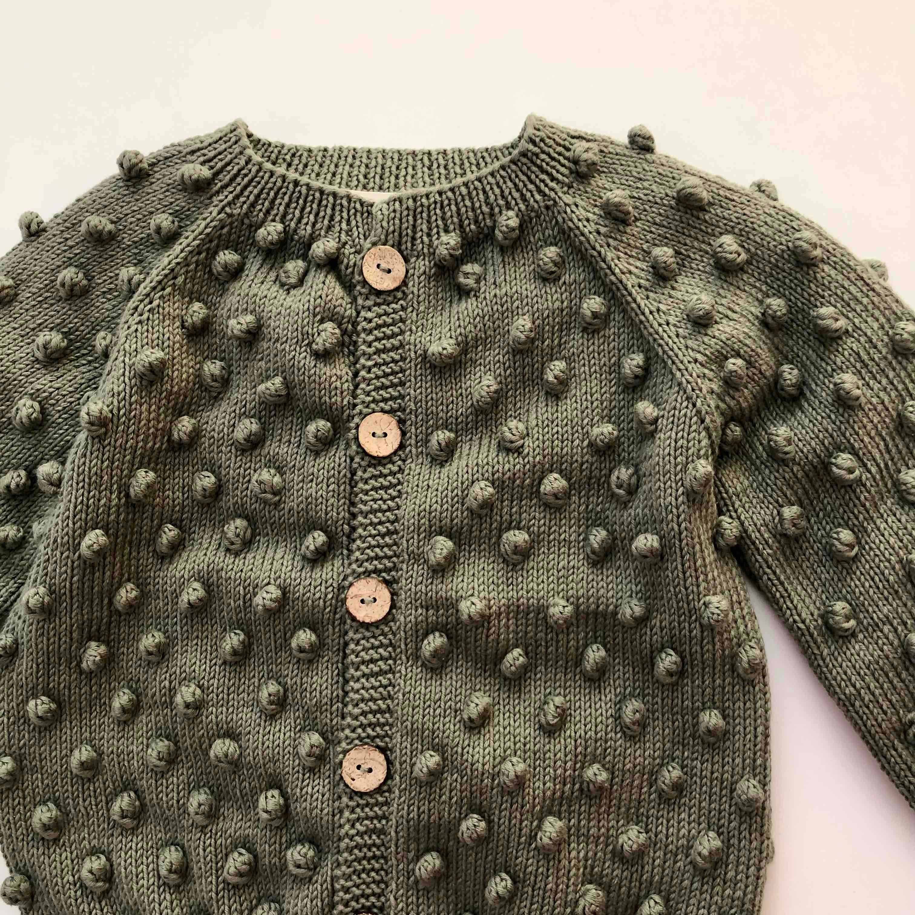 Popcorn Cardigan, Sage