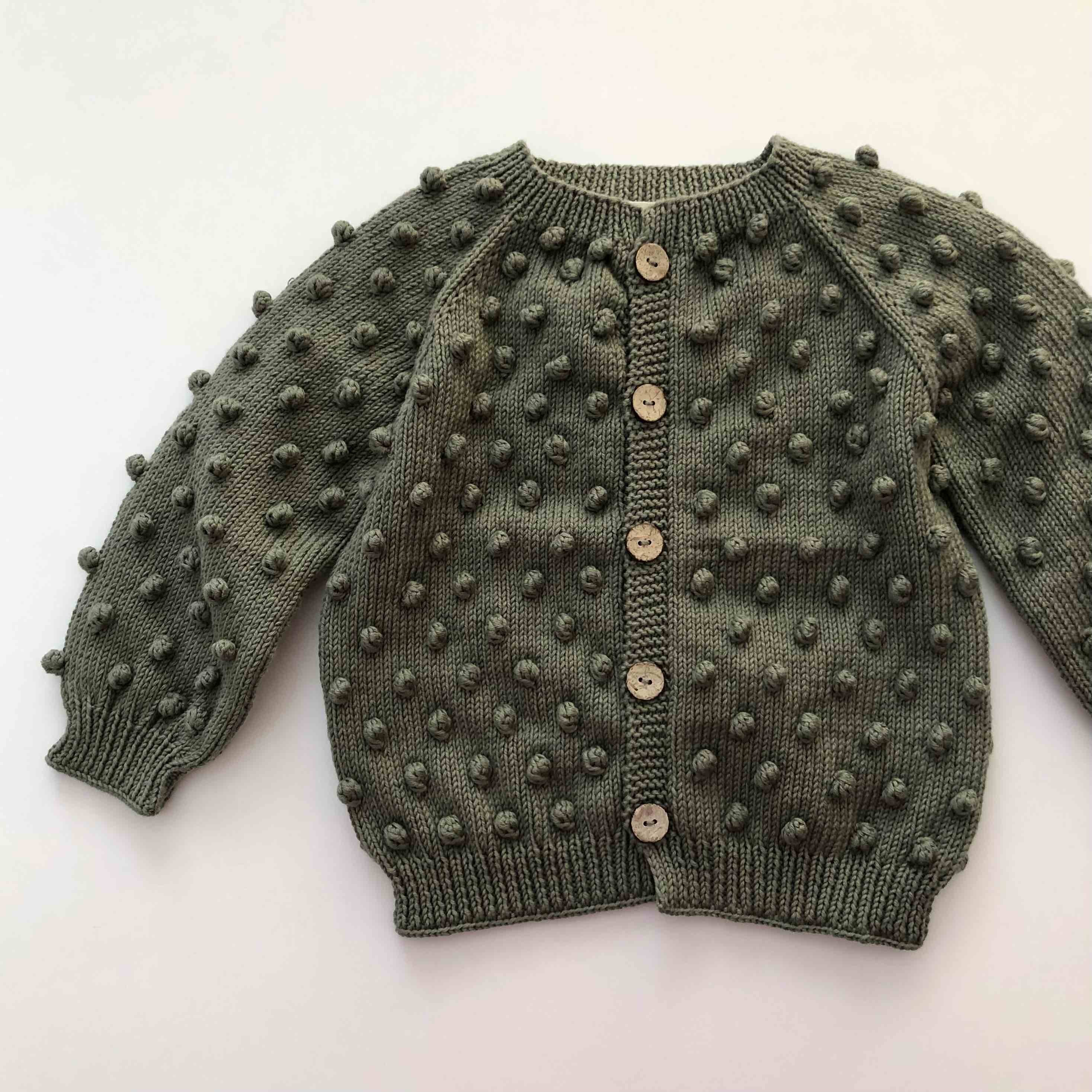 Popcorn Cardigan, Sage