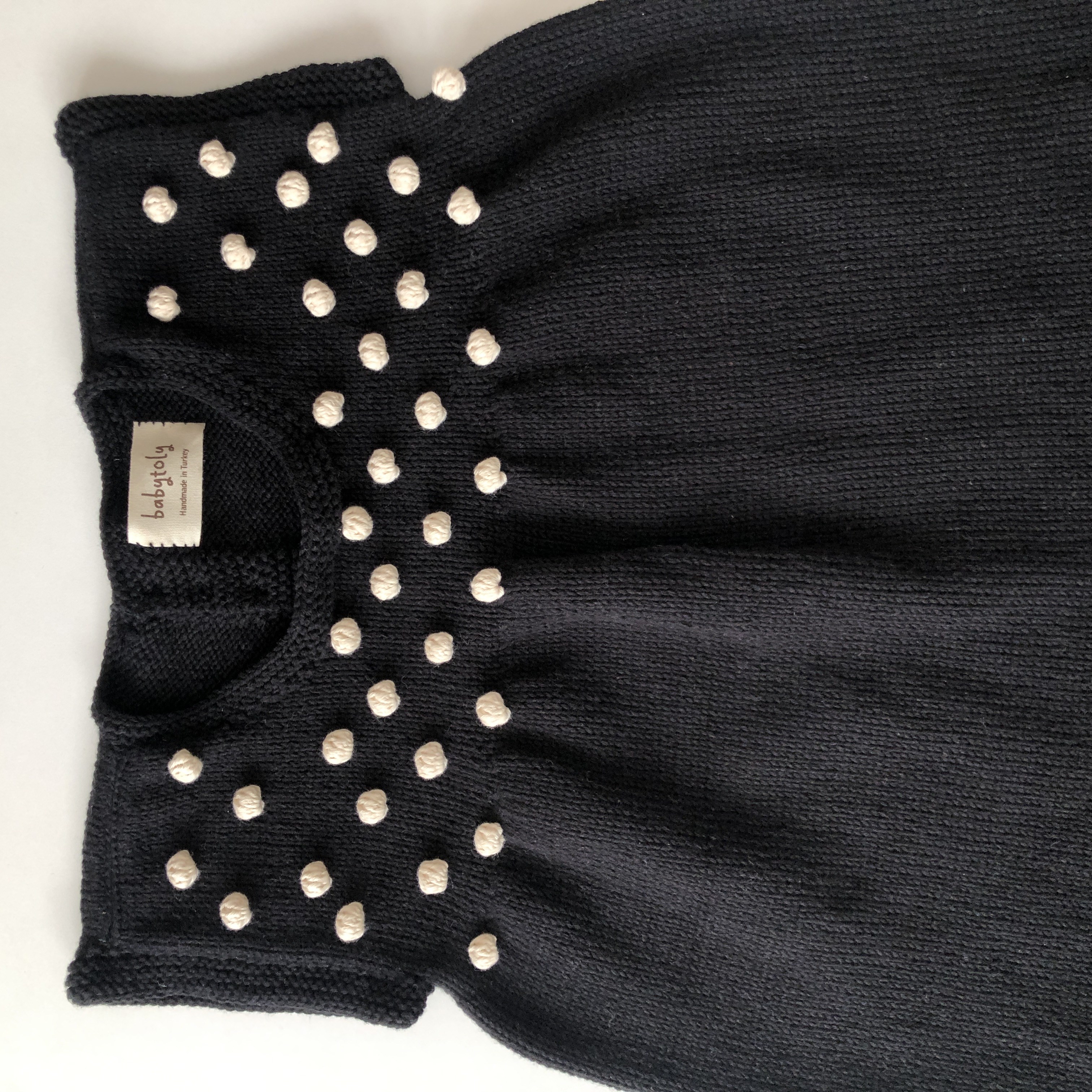 Popcorn Dress, Black × Natural popcorns