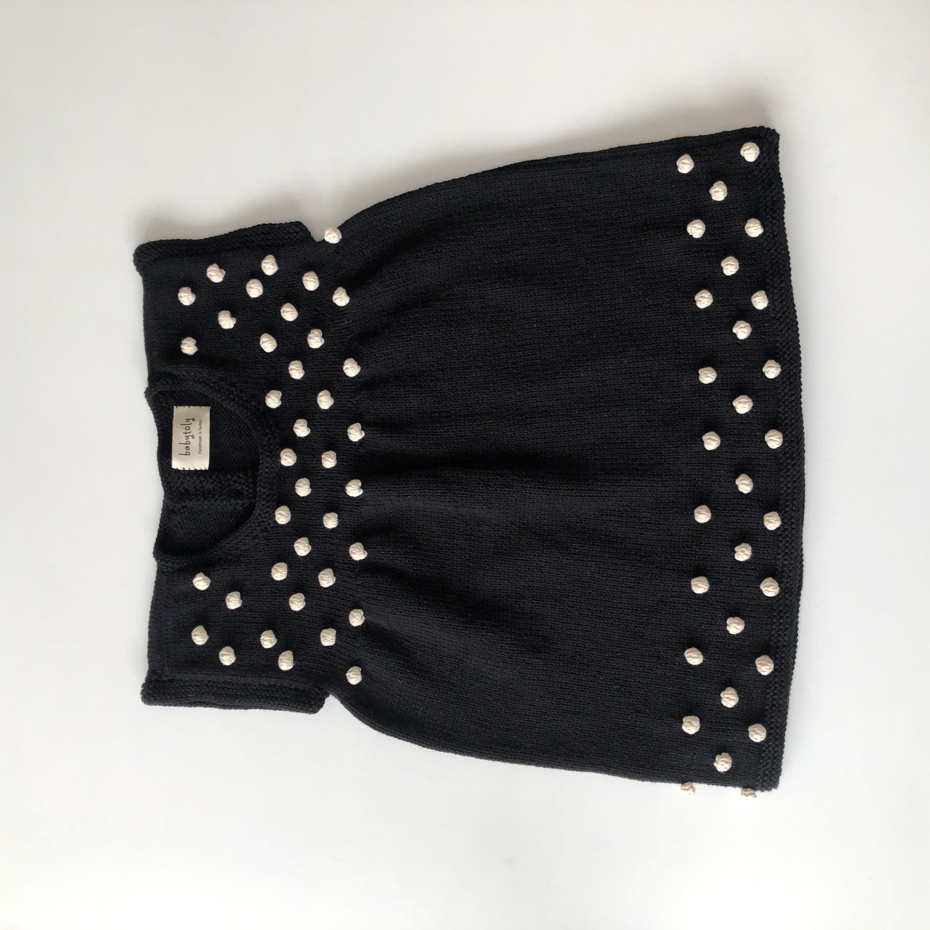 Popcorn Dress, Black × Natural popcorns