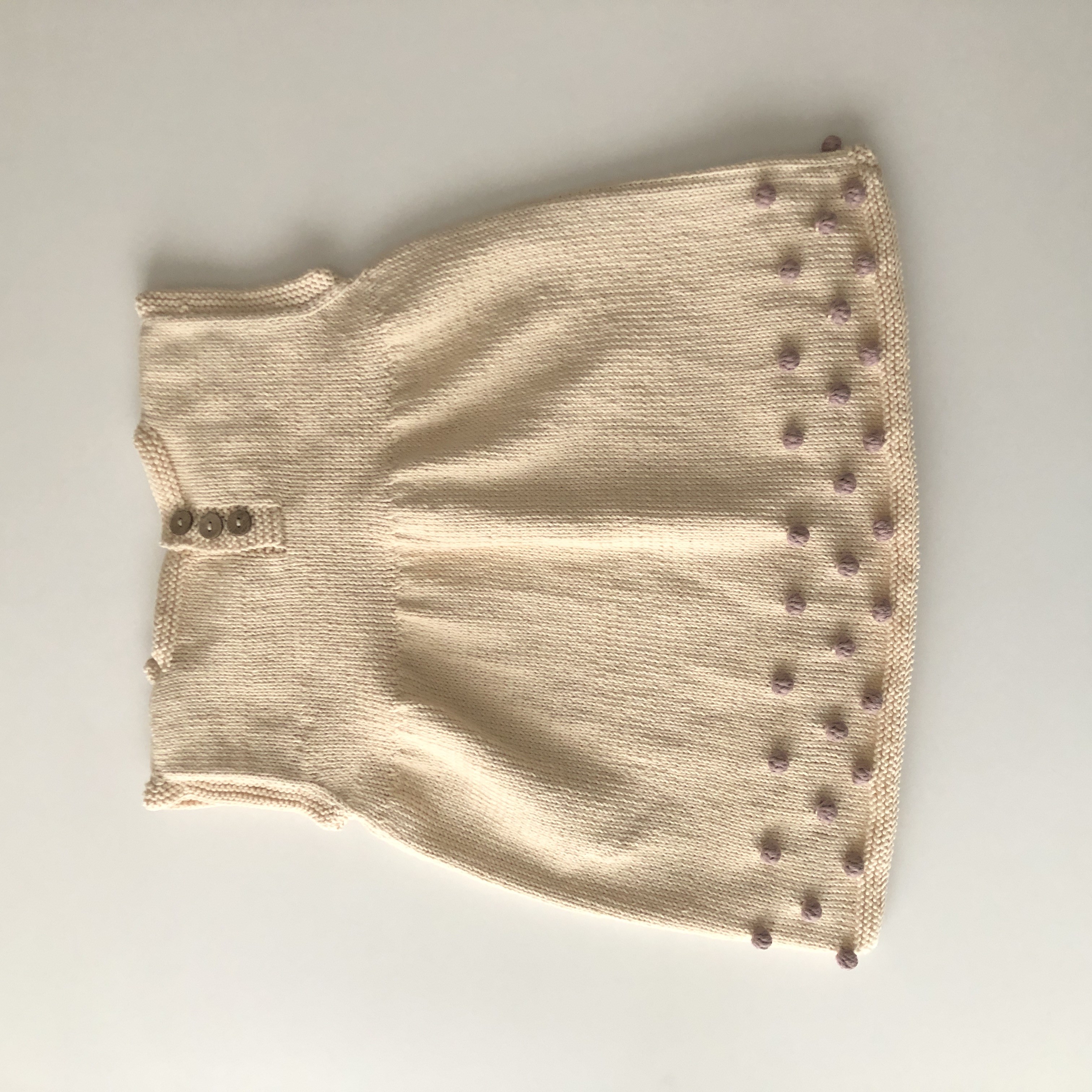 Popcorn Dress, Natural × Dusty rose popcorns