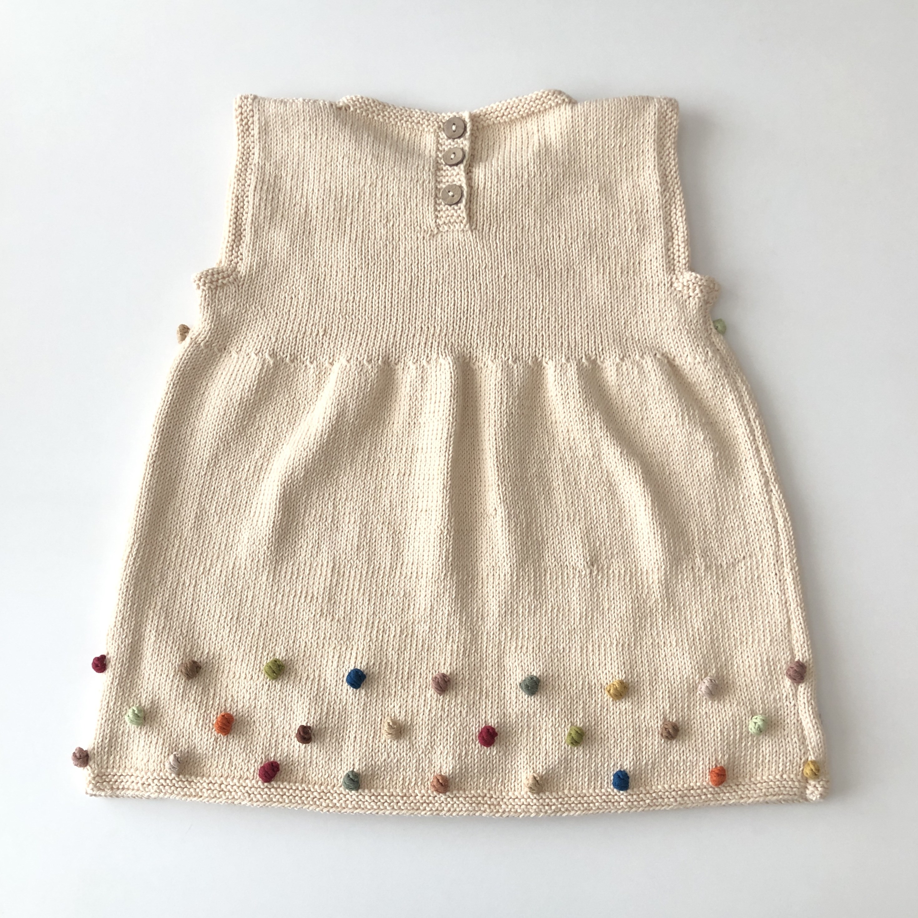 Popcorn Dress, Natural × Rainbow popcorns
