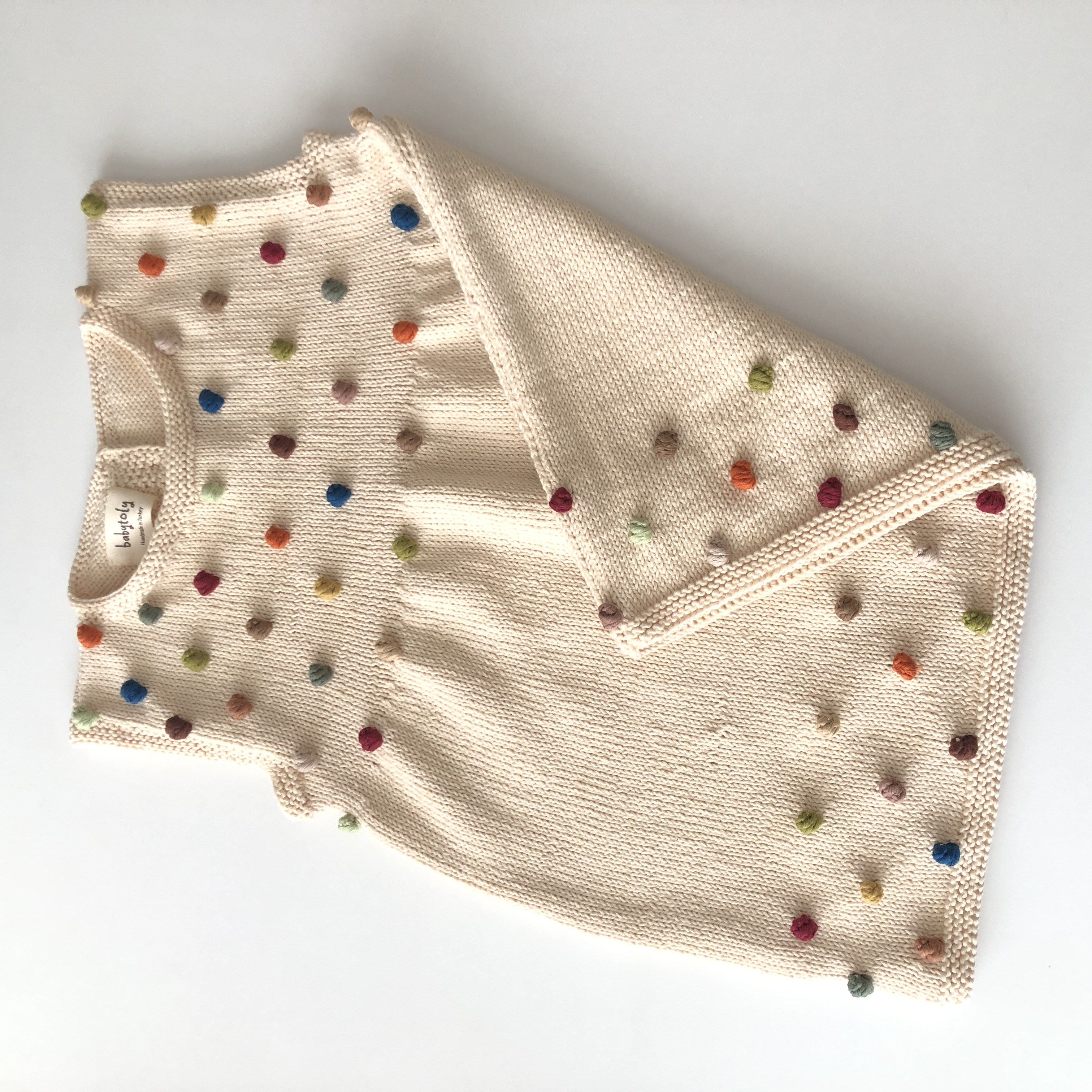 Popcorn Dress, Natural × Rainbow popcorns