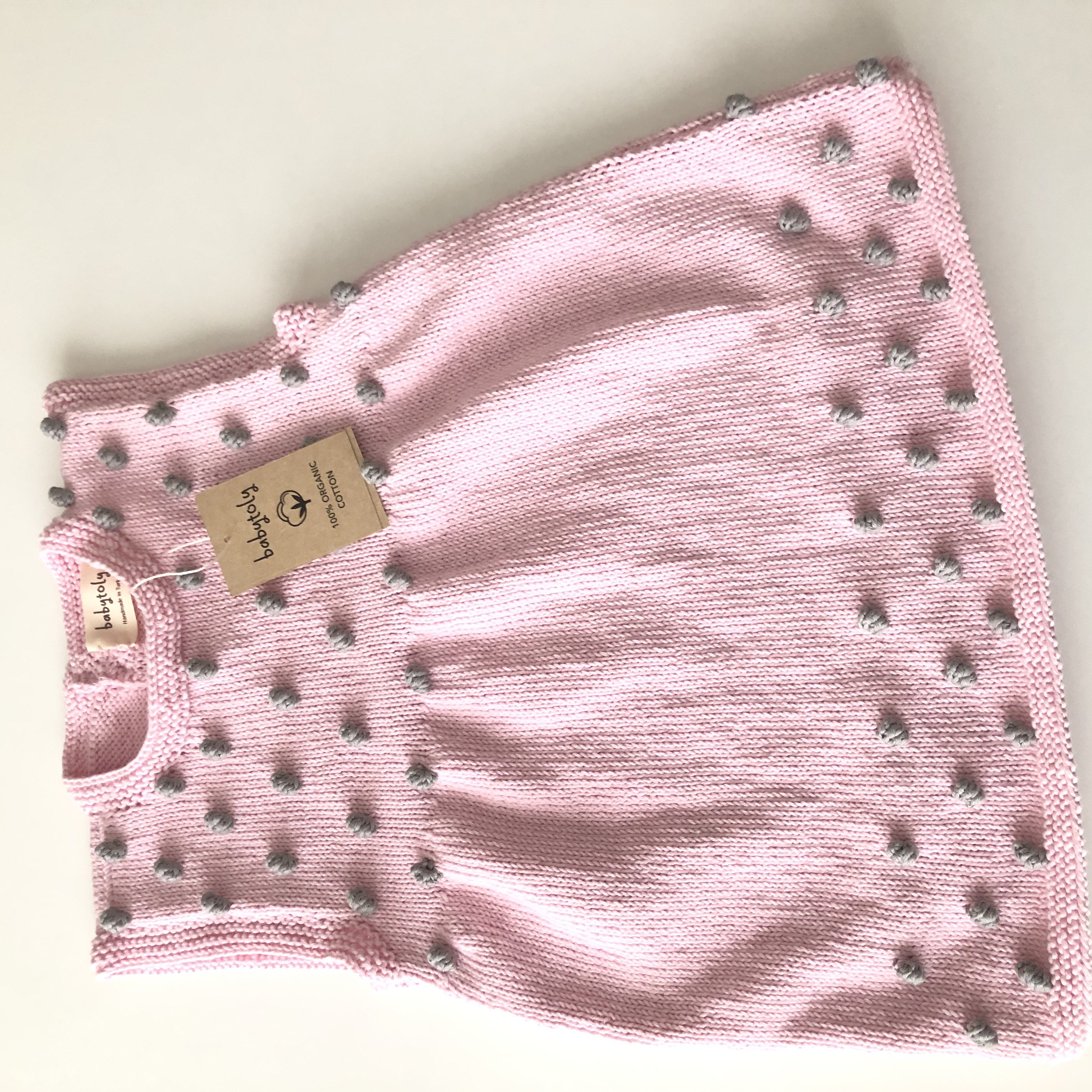 Popcorn Dress, Pastel pink × Pigeon popcorns