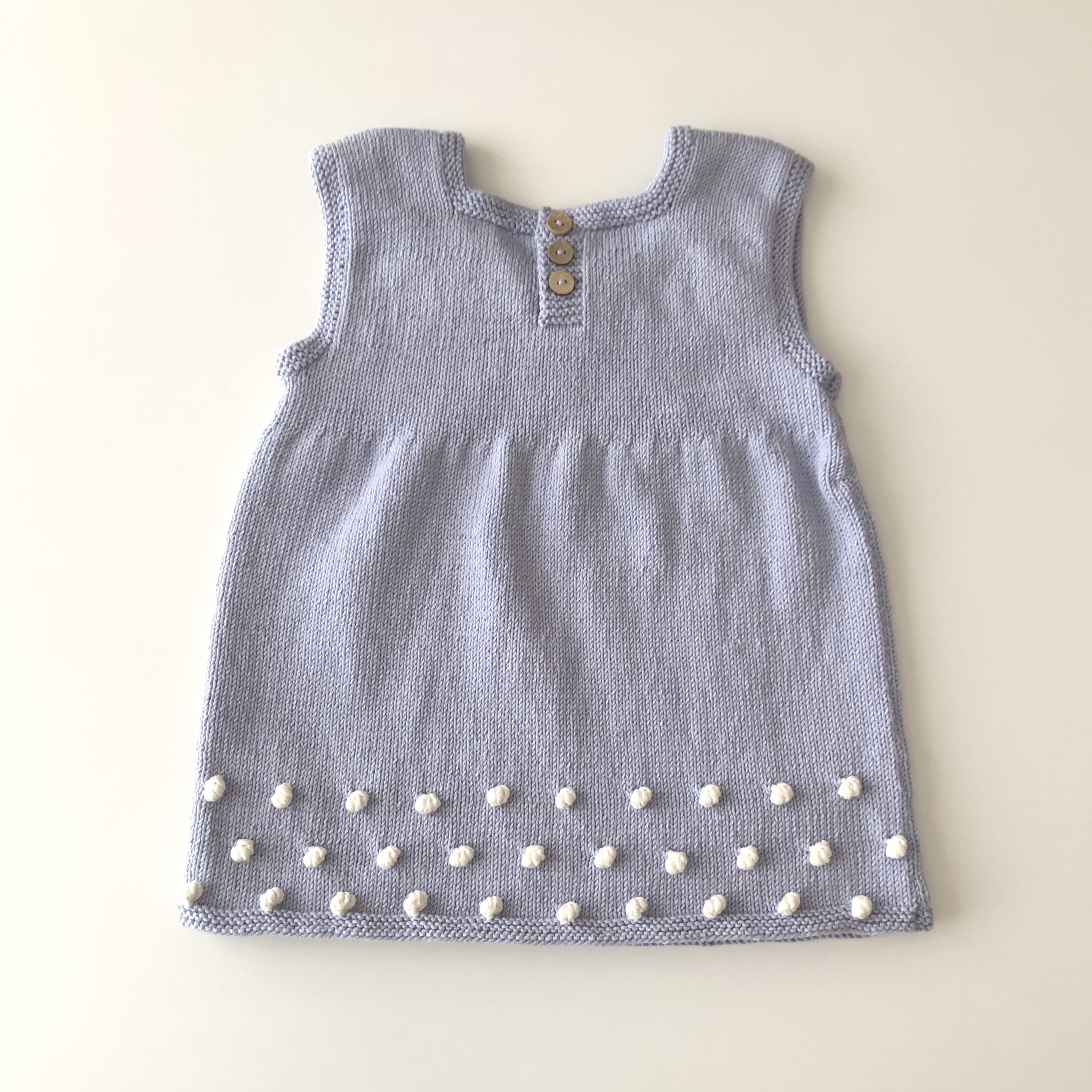 Popcorn Dress, Periwinkle × Snow popcorns