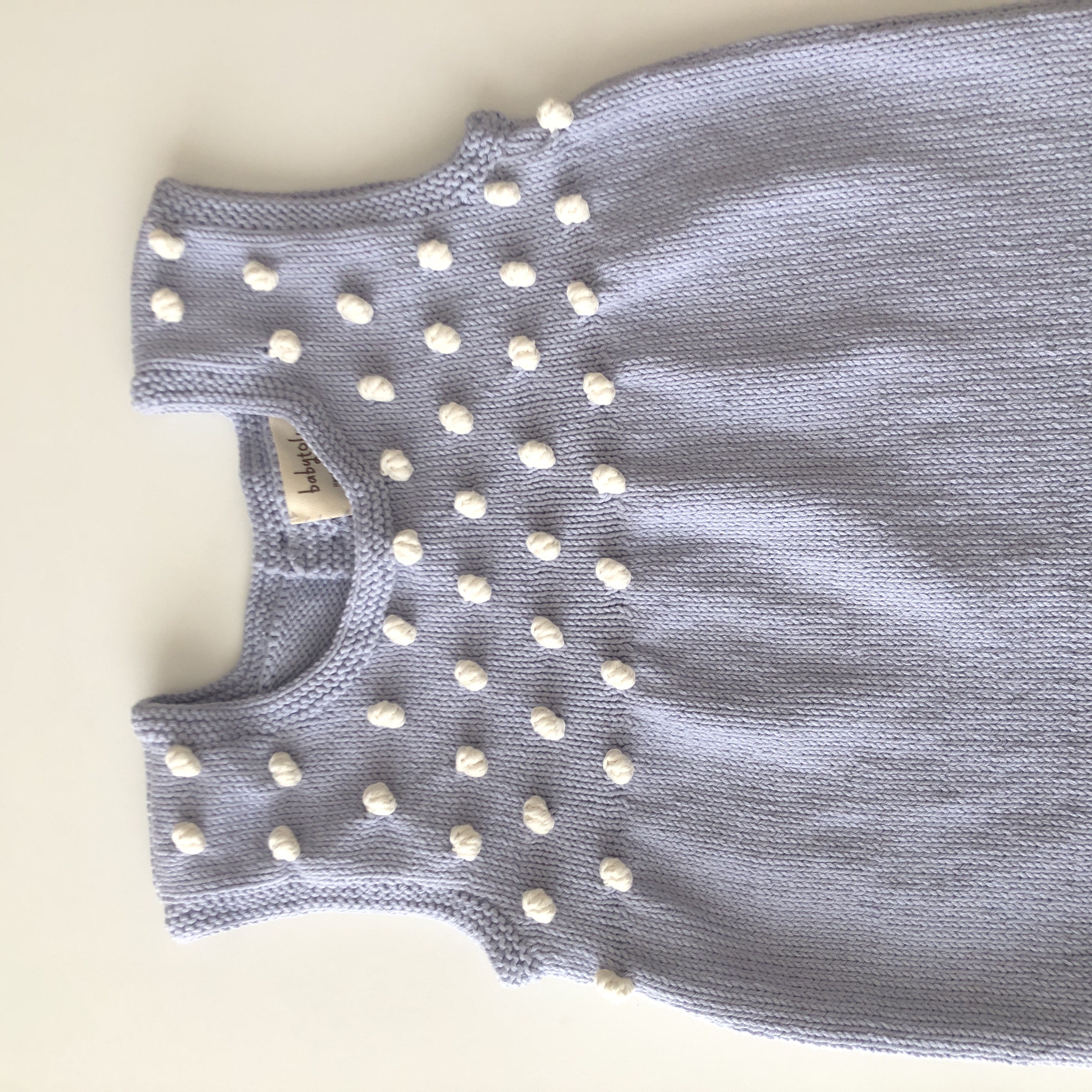 Popcorn Dress, Periwinkle × Snow popcorns