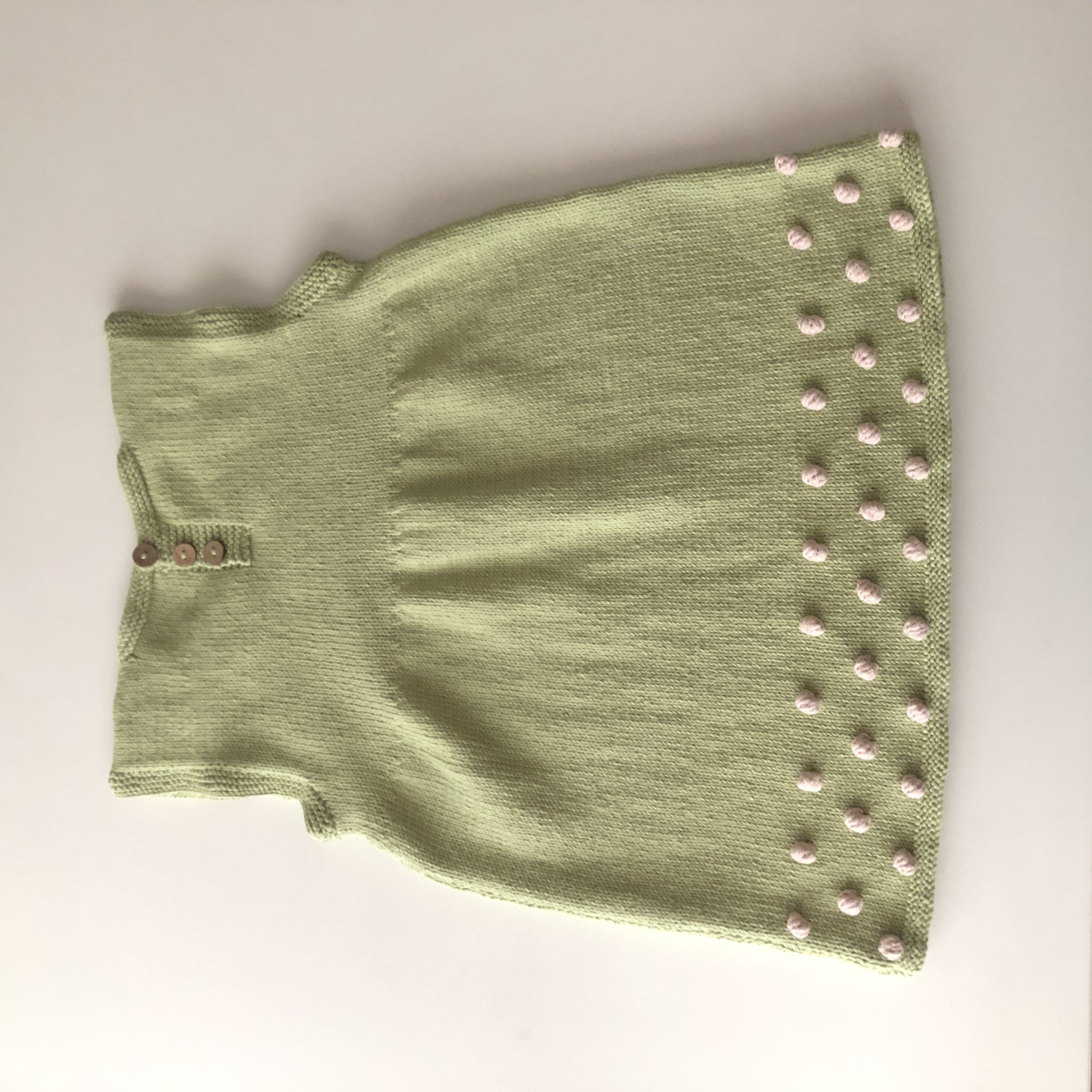 Popcorn Dress, Pistachio × Powder pink popcorns