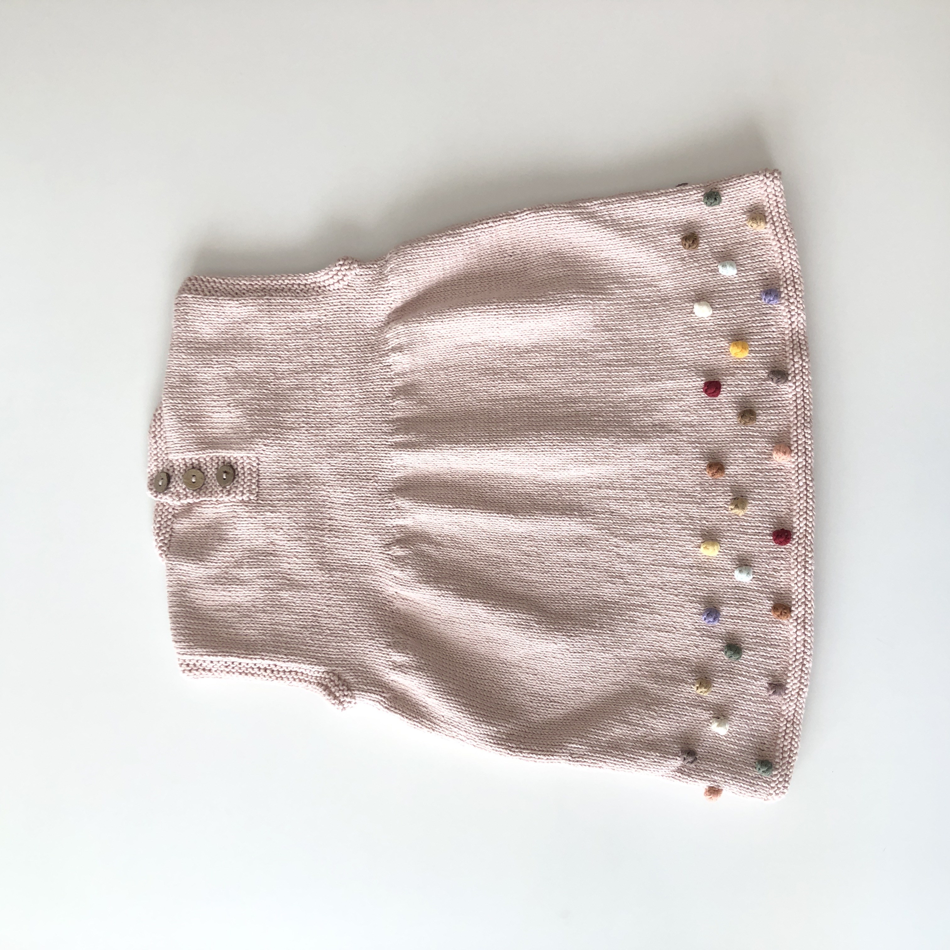 Popcorn Dress, Powder pink × Rainbow popcorns