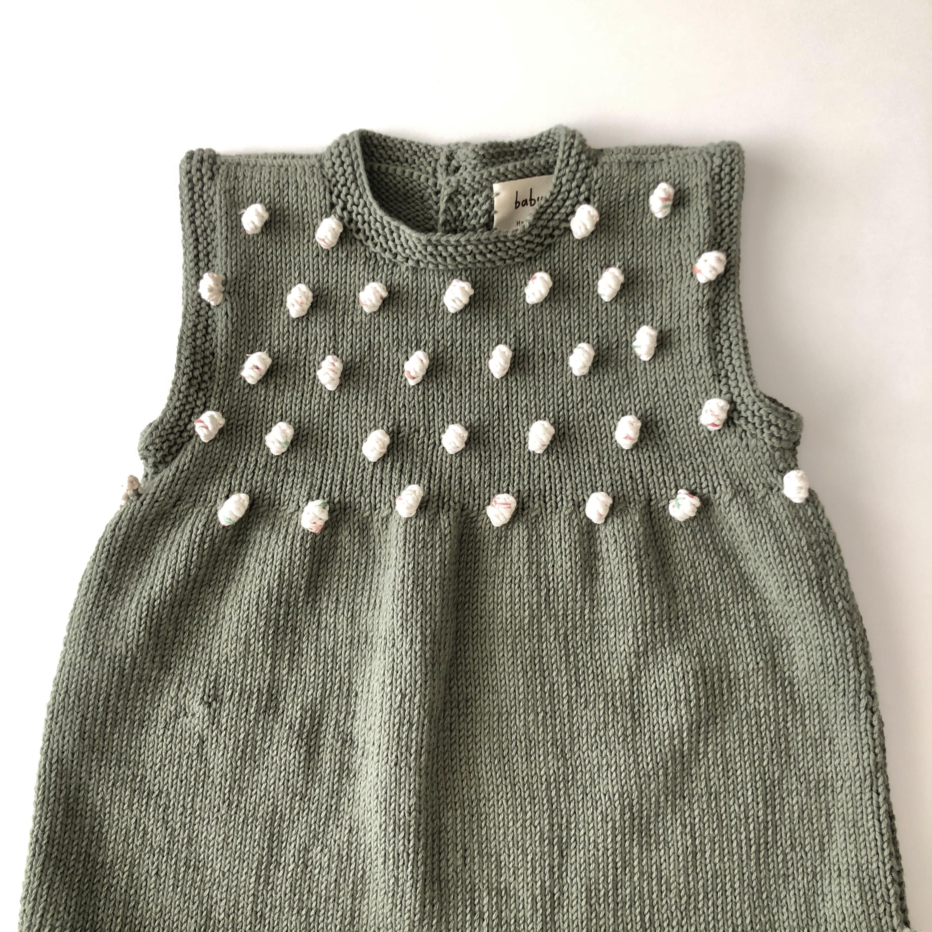 Popcorn Dress, Sage+tea garden