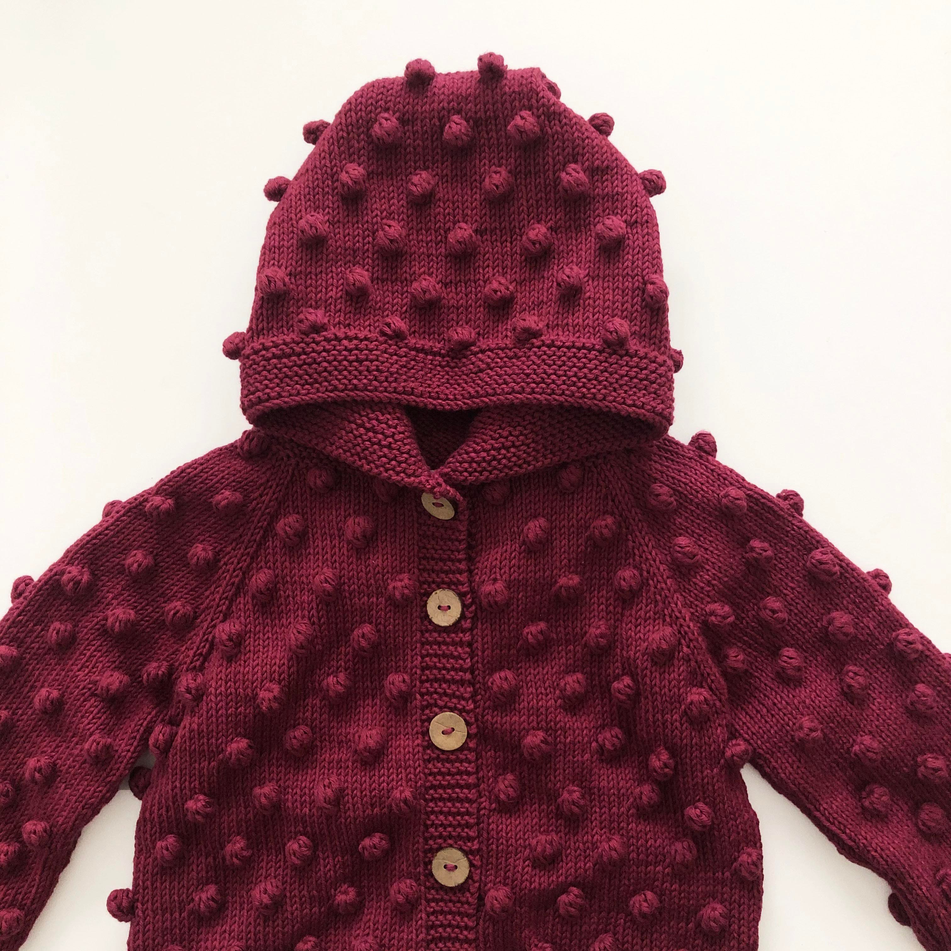 Popcorn Hoodie Cardigan, Mulberry