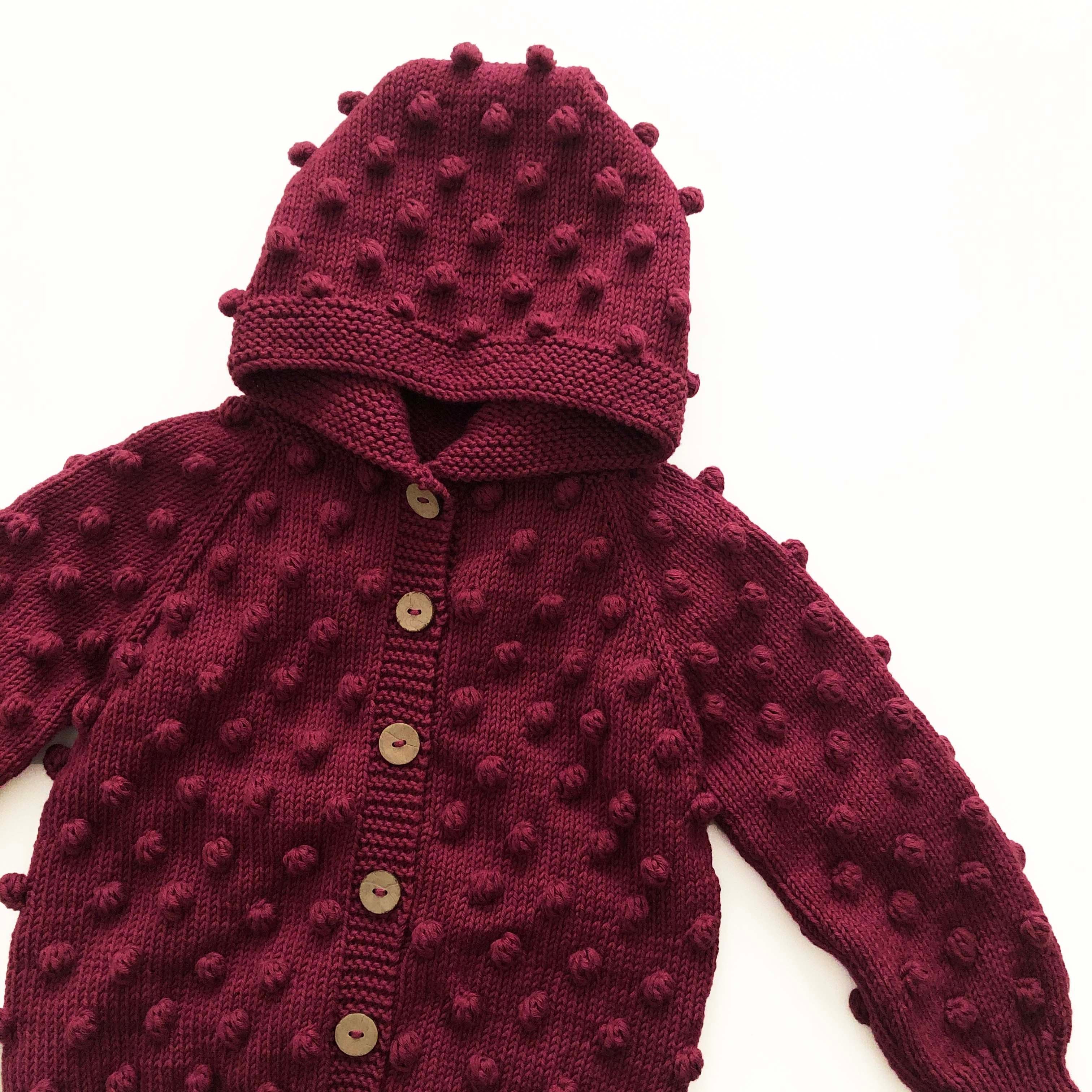 Popcorn Hoodie Cardigan, Mulberry