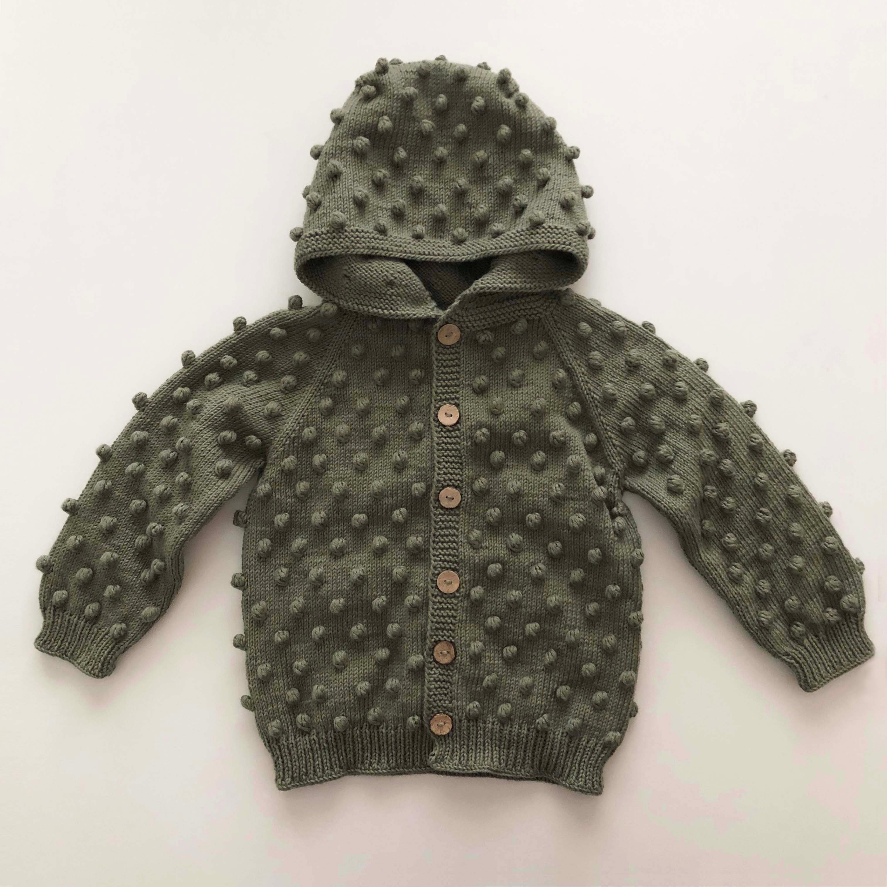 Popcorn Hoodie Cardigan, Sage
