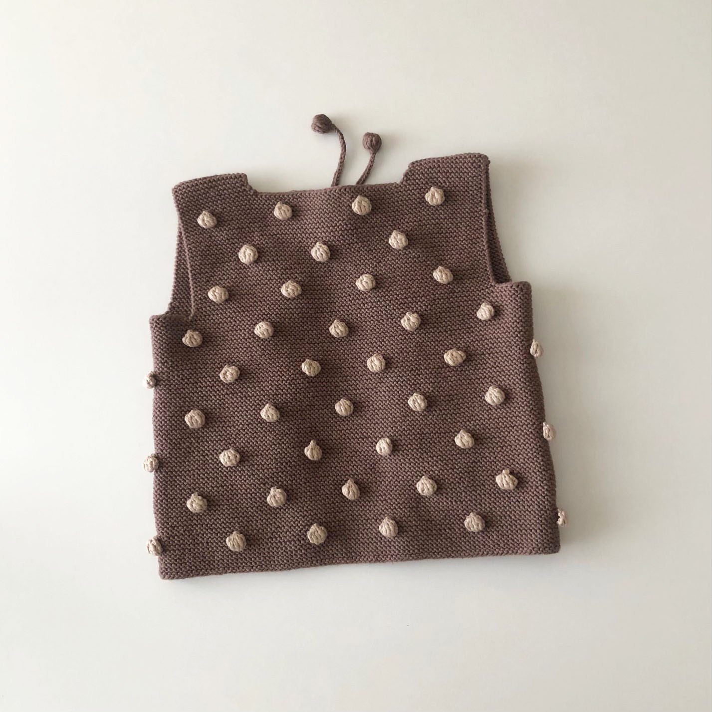 Popcorn Vest, Mink×beige popcorns