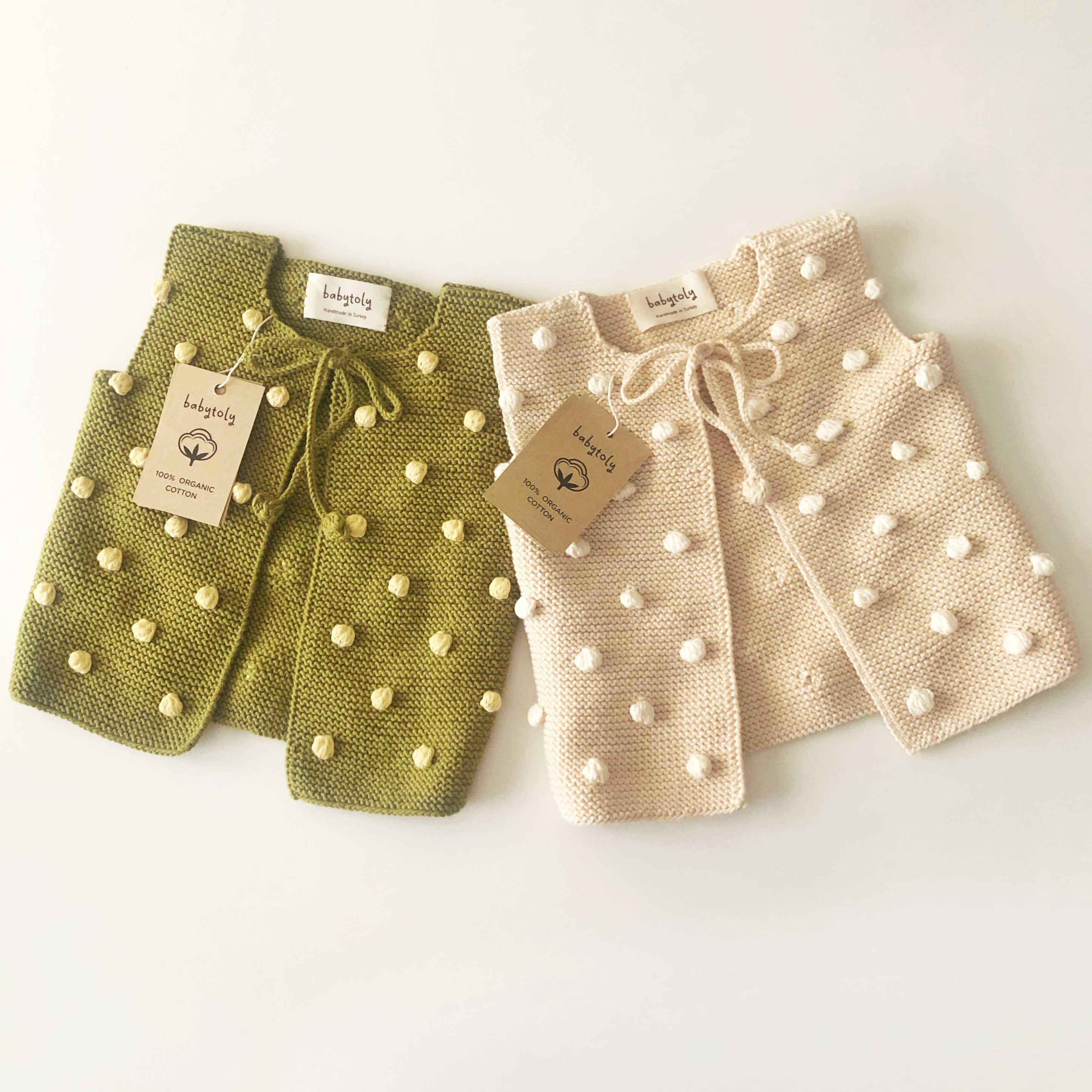 Popcorn Vest, Natural base×Snow popcorns