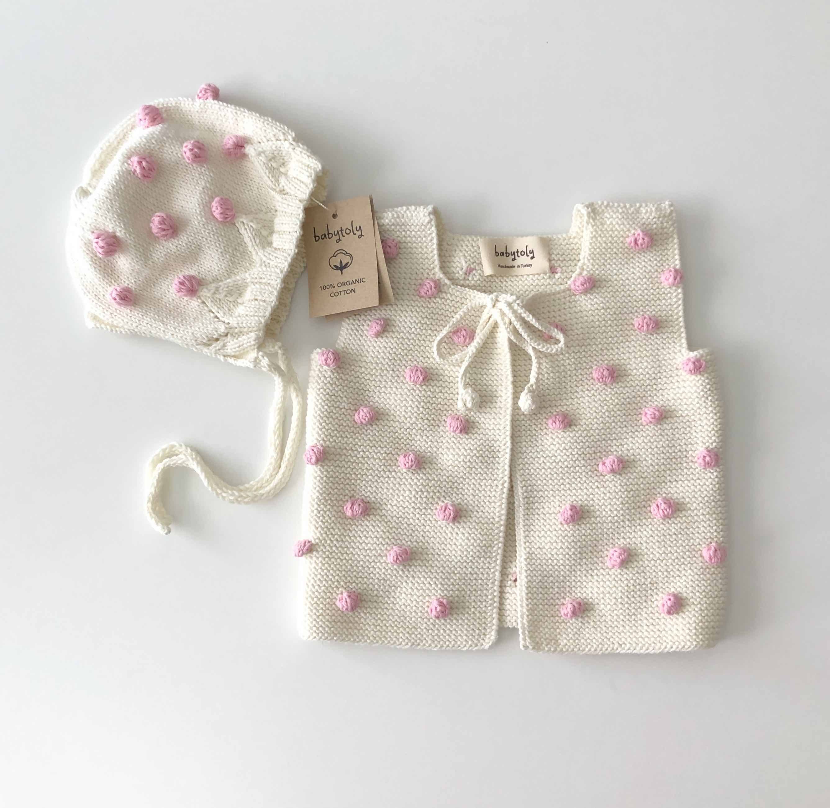 Popcorn Vest, Snow×Candy pink popcorns