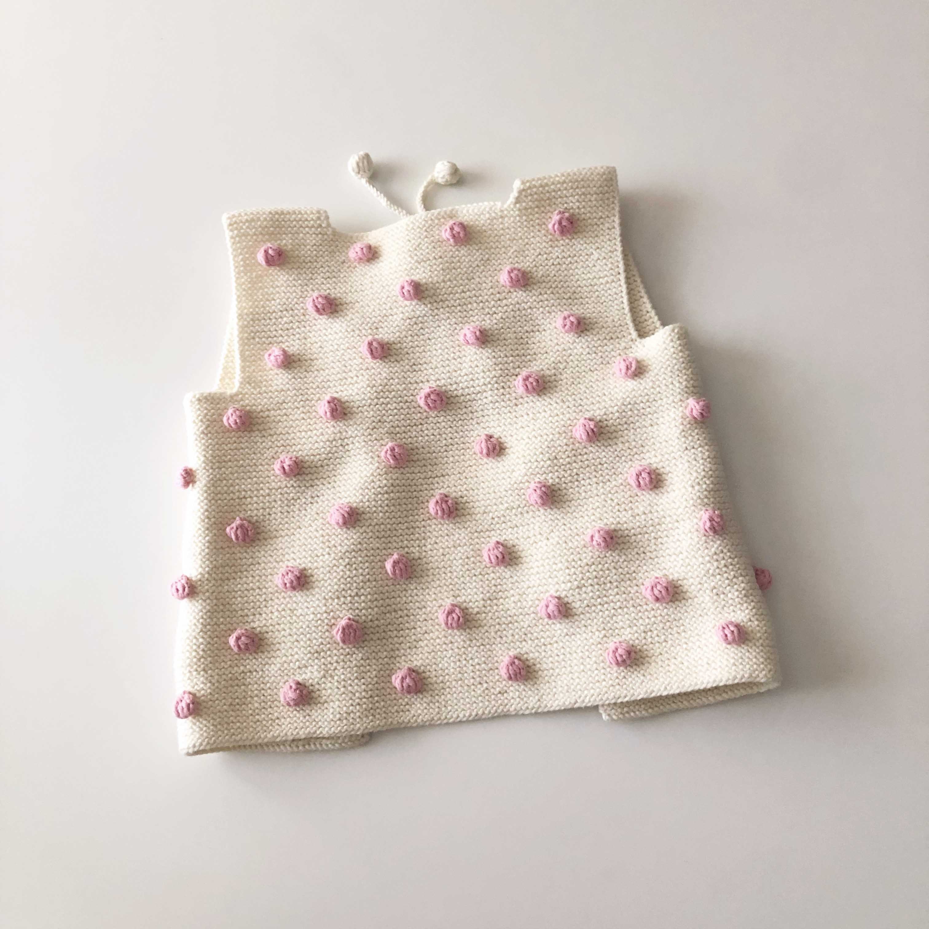 Popcorn Vest, Snow×Candy pink popcorns
