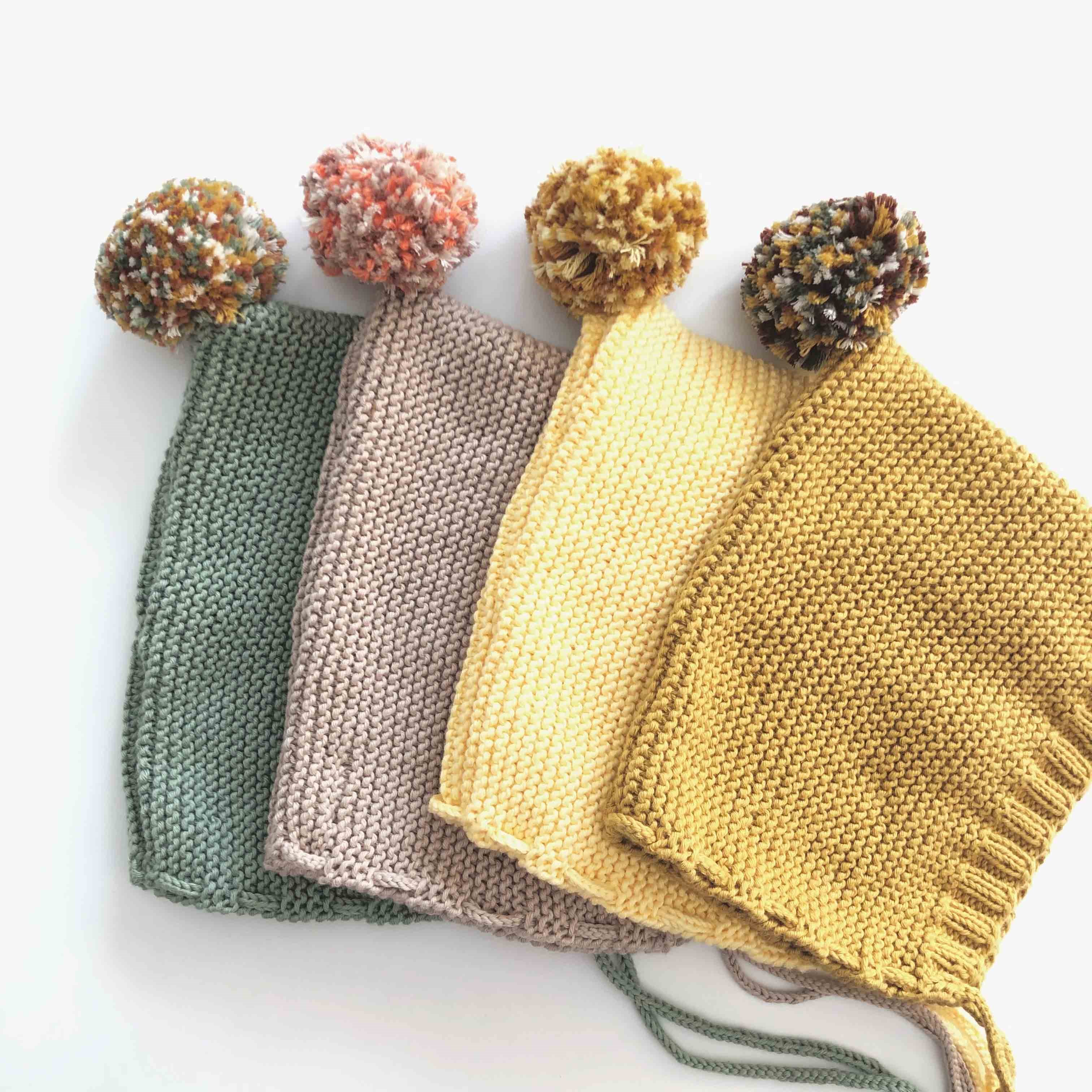 Rainbow Pompom Bonnet, Custom Color