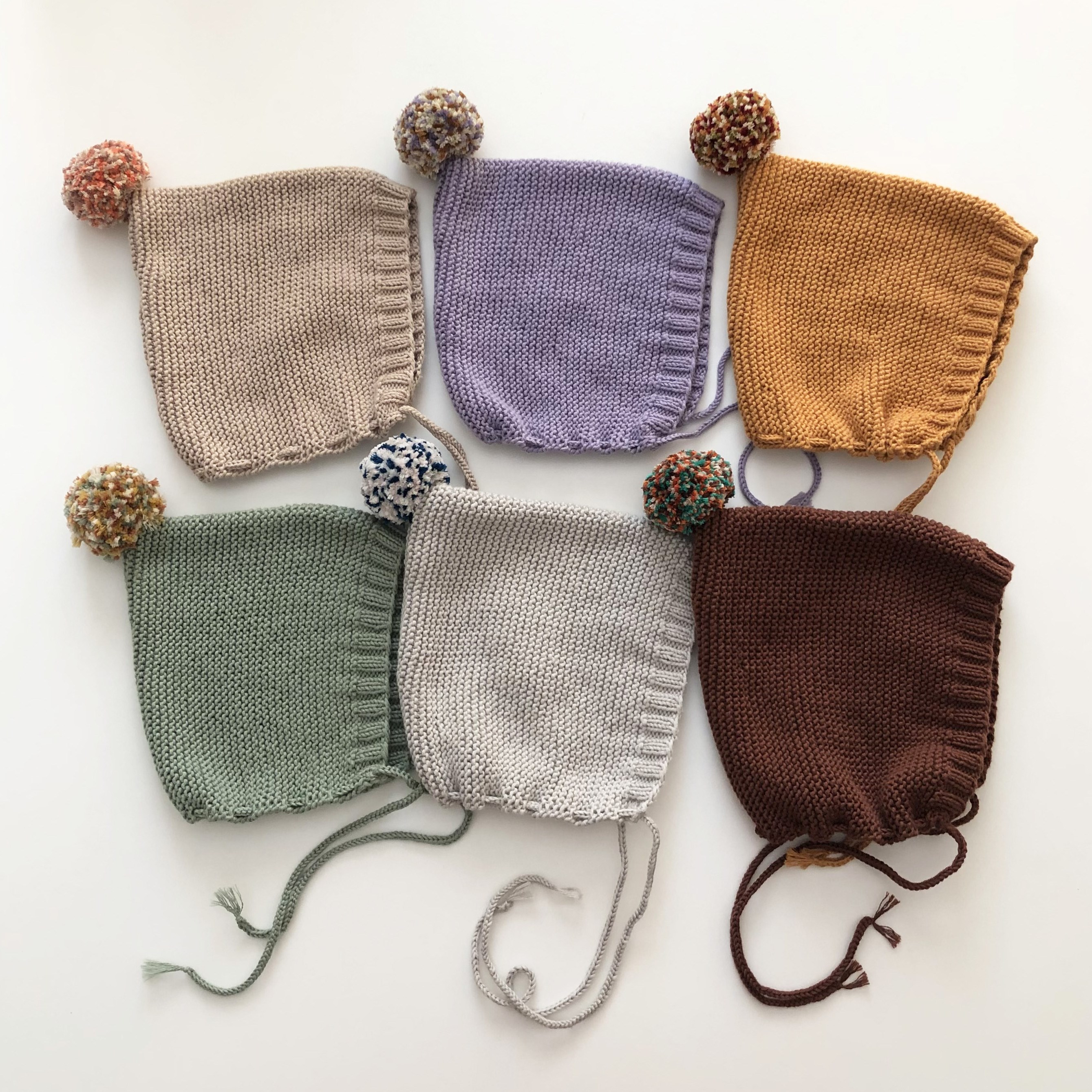 Rainbow Pompom Bonnet, Silver