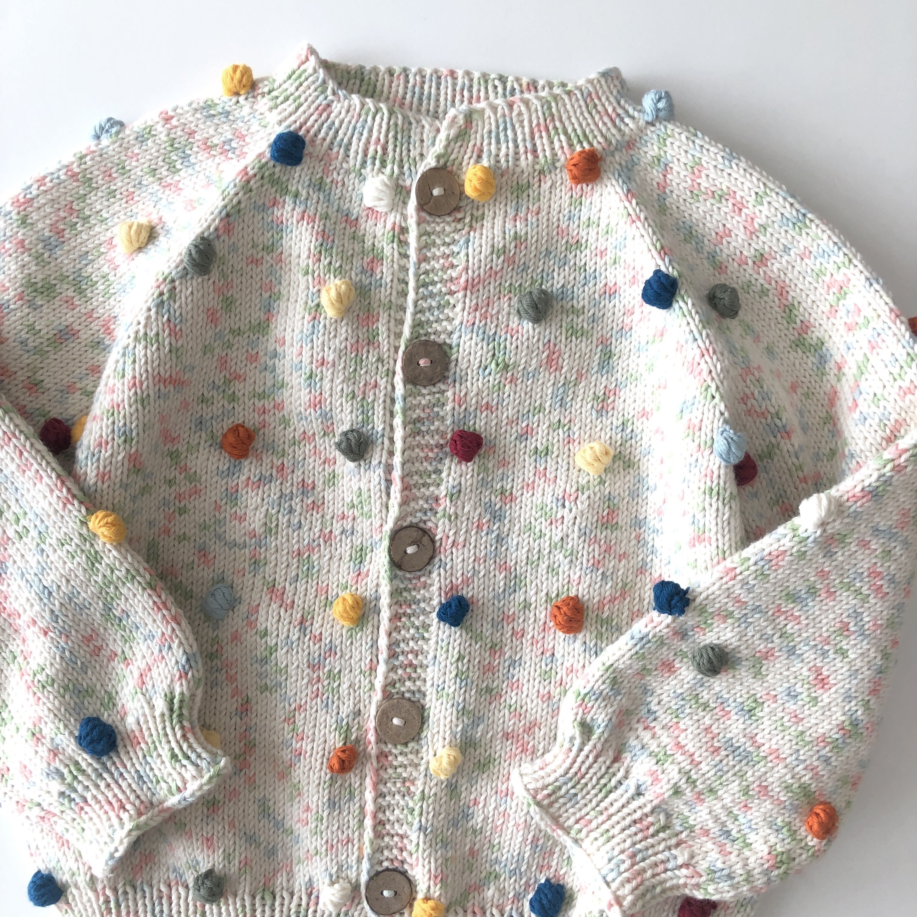 Rainbow Popcorn Cardigan,  Exclusive Confetti - Pastel rainbow × Rainbow Popcorns