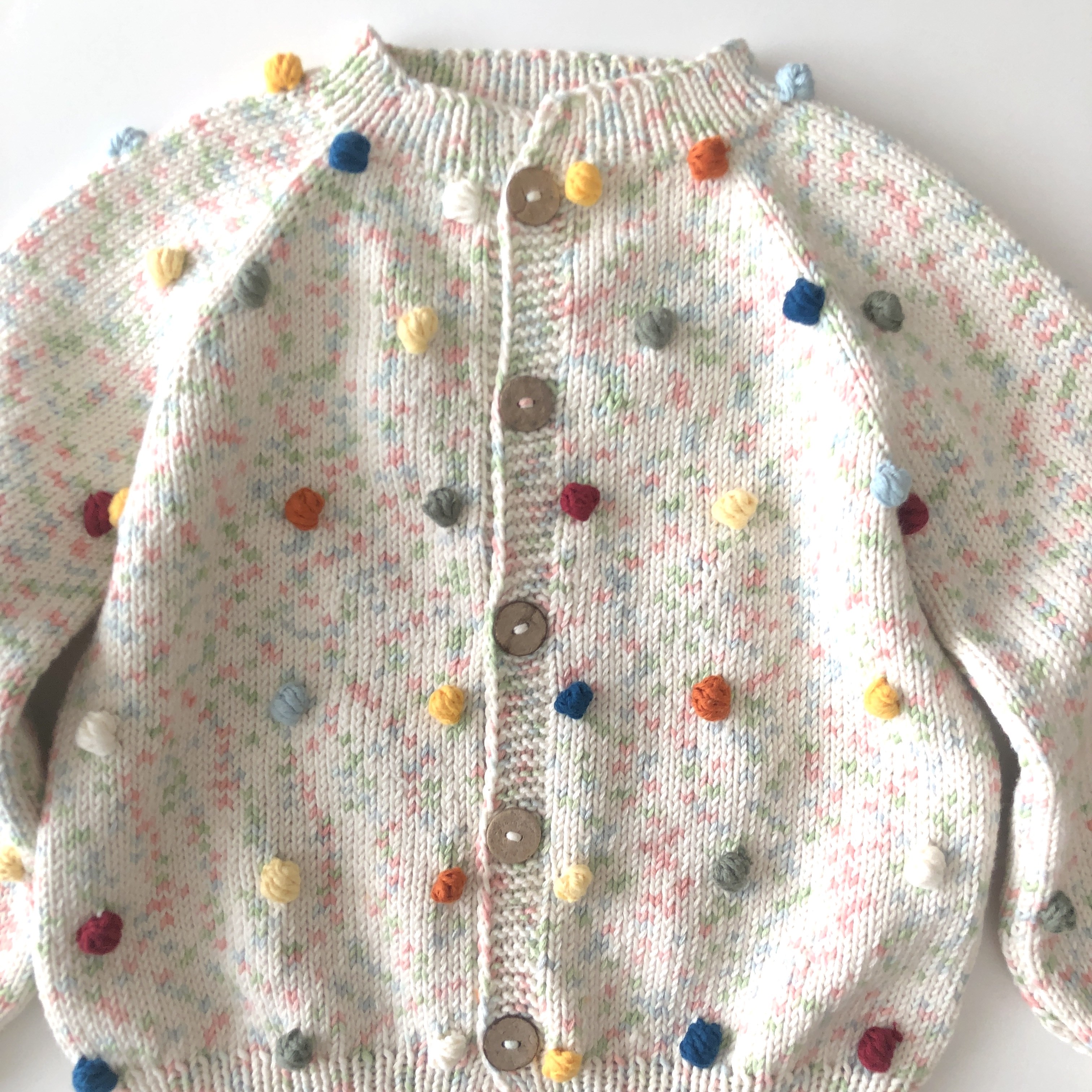 Rainbow Popcorn Cardigan,  Exclusive Confetti - Pastel rainbow × Rainbow Popcorns