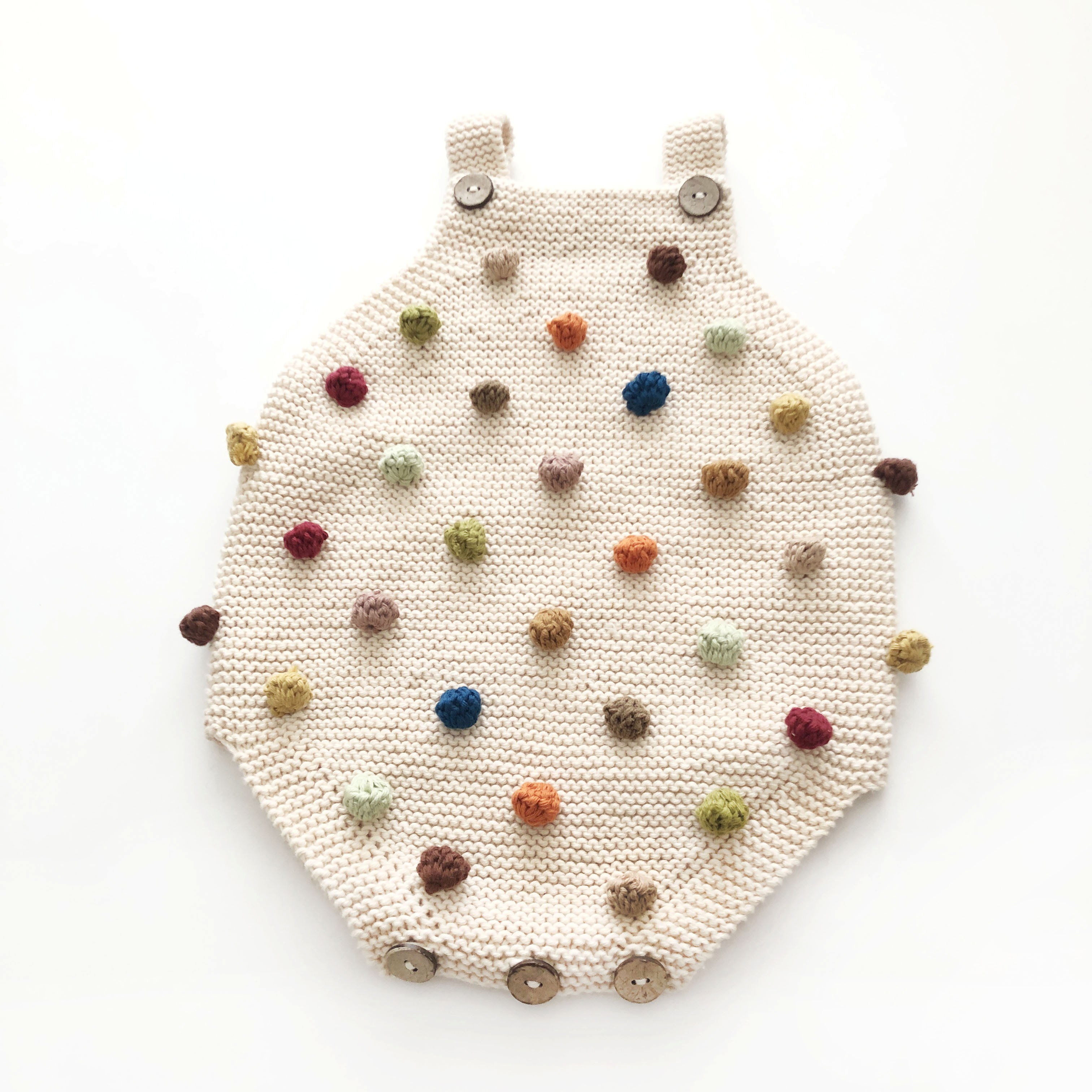 Rainbow Popcorn Romper & Bonnet Set, Natural