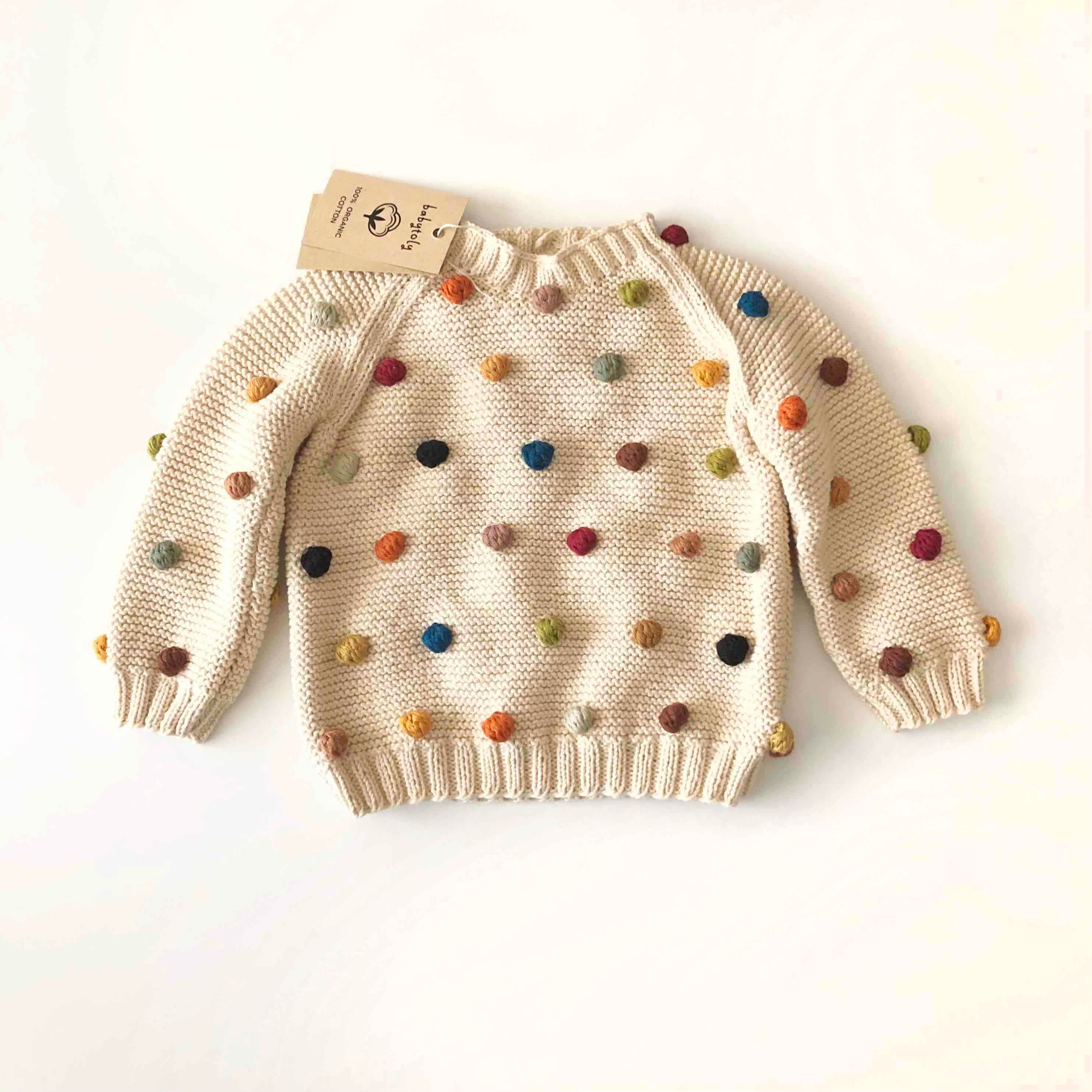Rainbow Popcorn Sweater, Custom Color, Purl Stitch