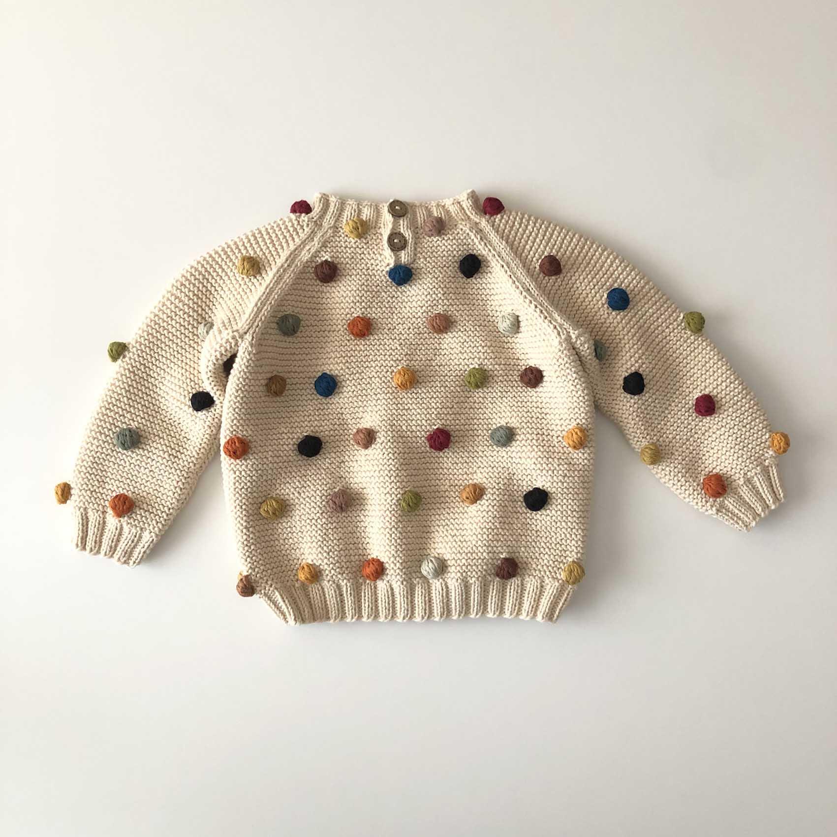 Rainbow Popcorn Sweater, Custom Color, Purl Stitch