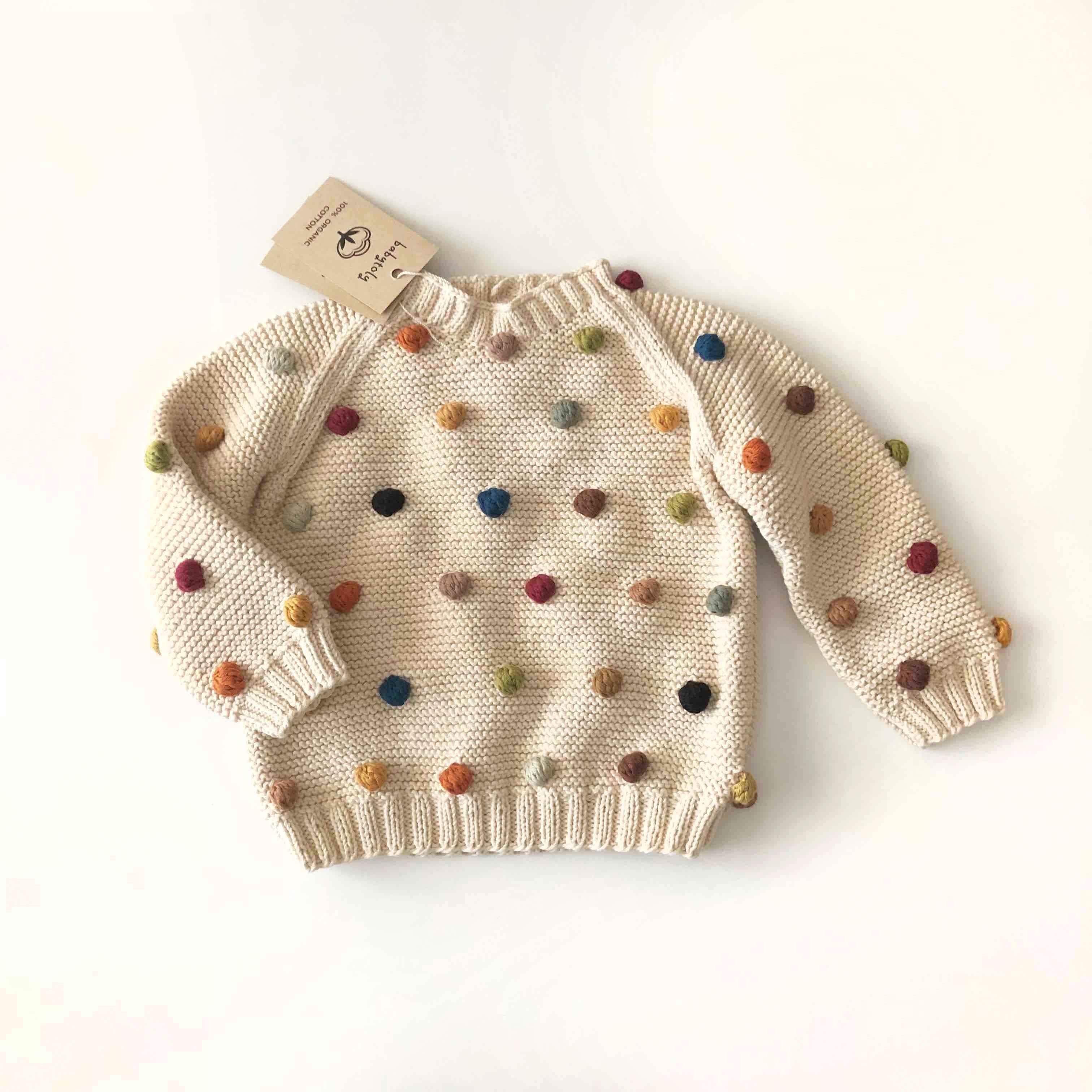 Rainbow Popcorn Sweater, Custom Color, Purl Stitch
