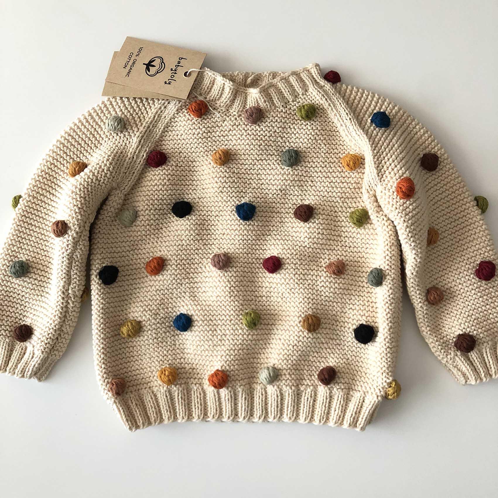 Rainbow Popcorn Sweater, Custom Color, Purl Stitch