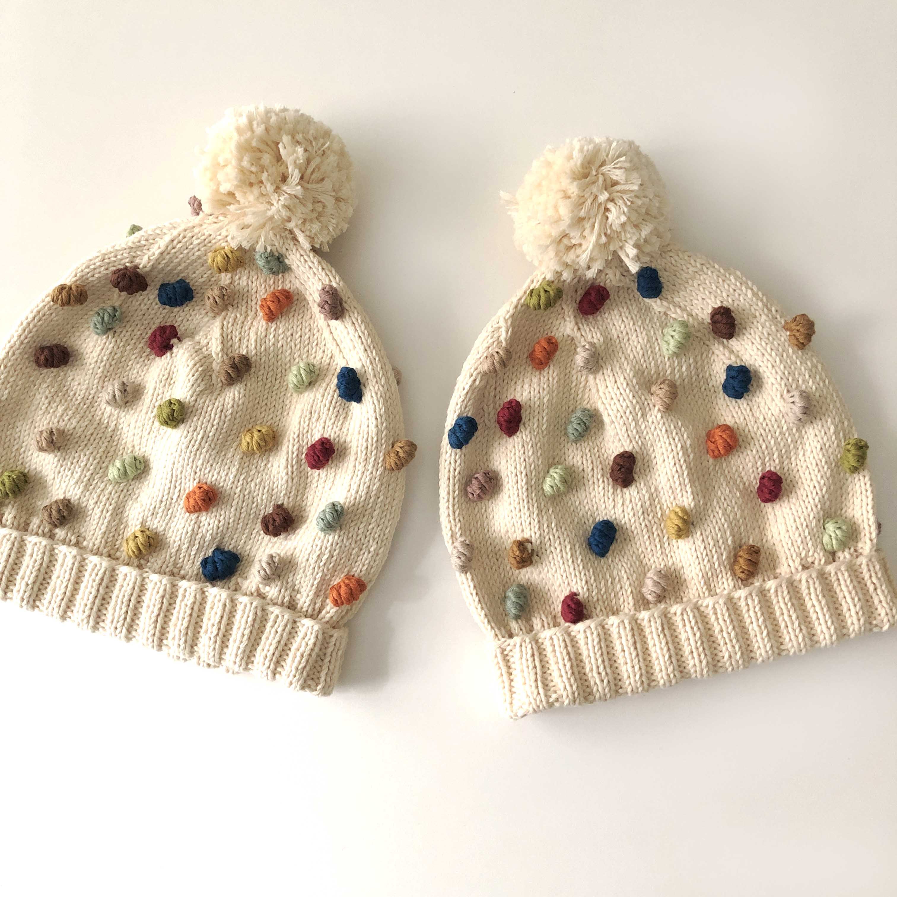 Rainbow Popcorn Vest & Beanie Set, Natural