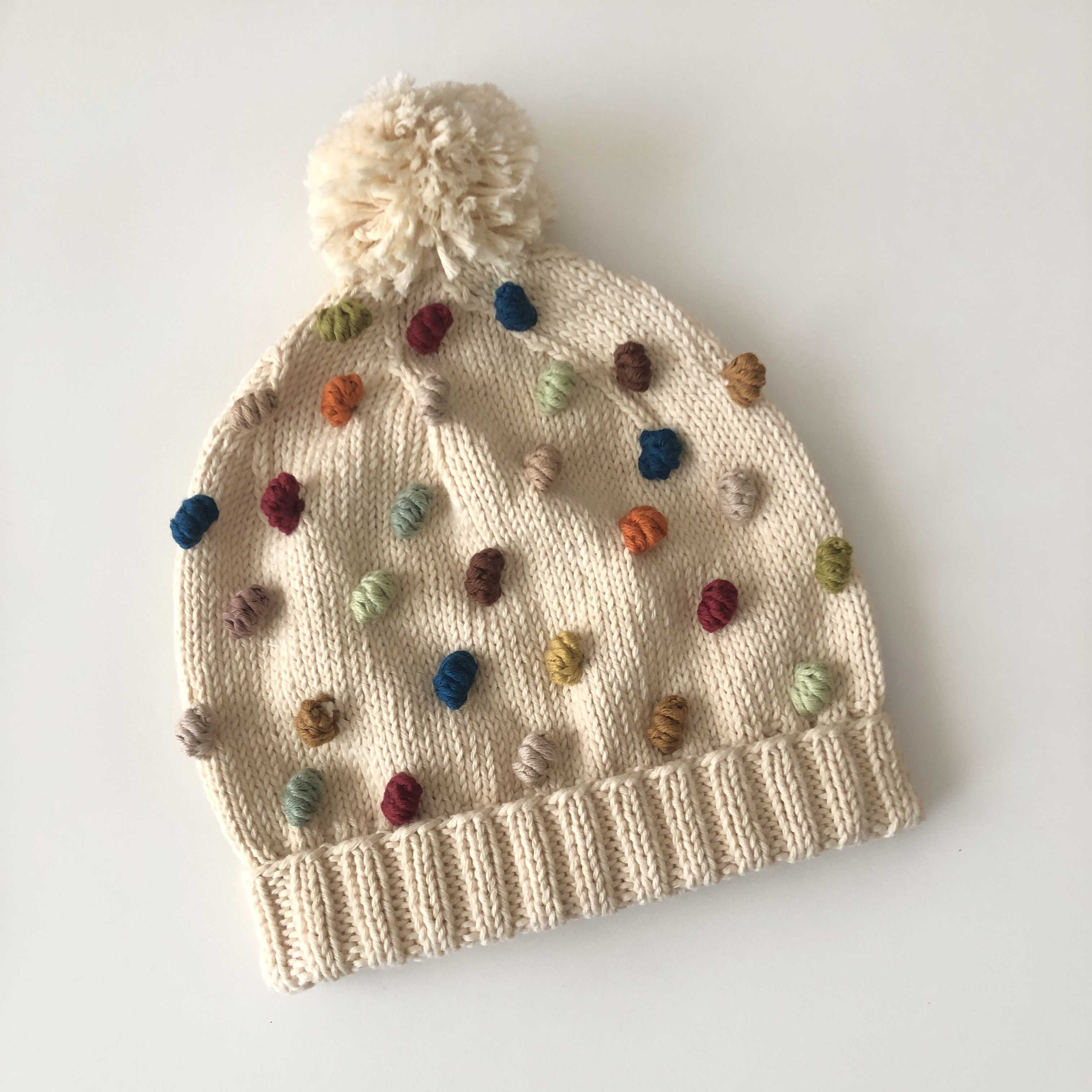 Rainbow Popcorn Vest & Beanie Set, Natural