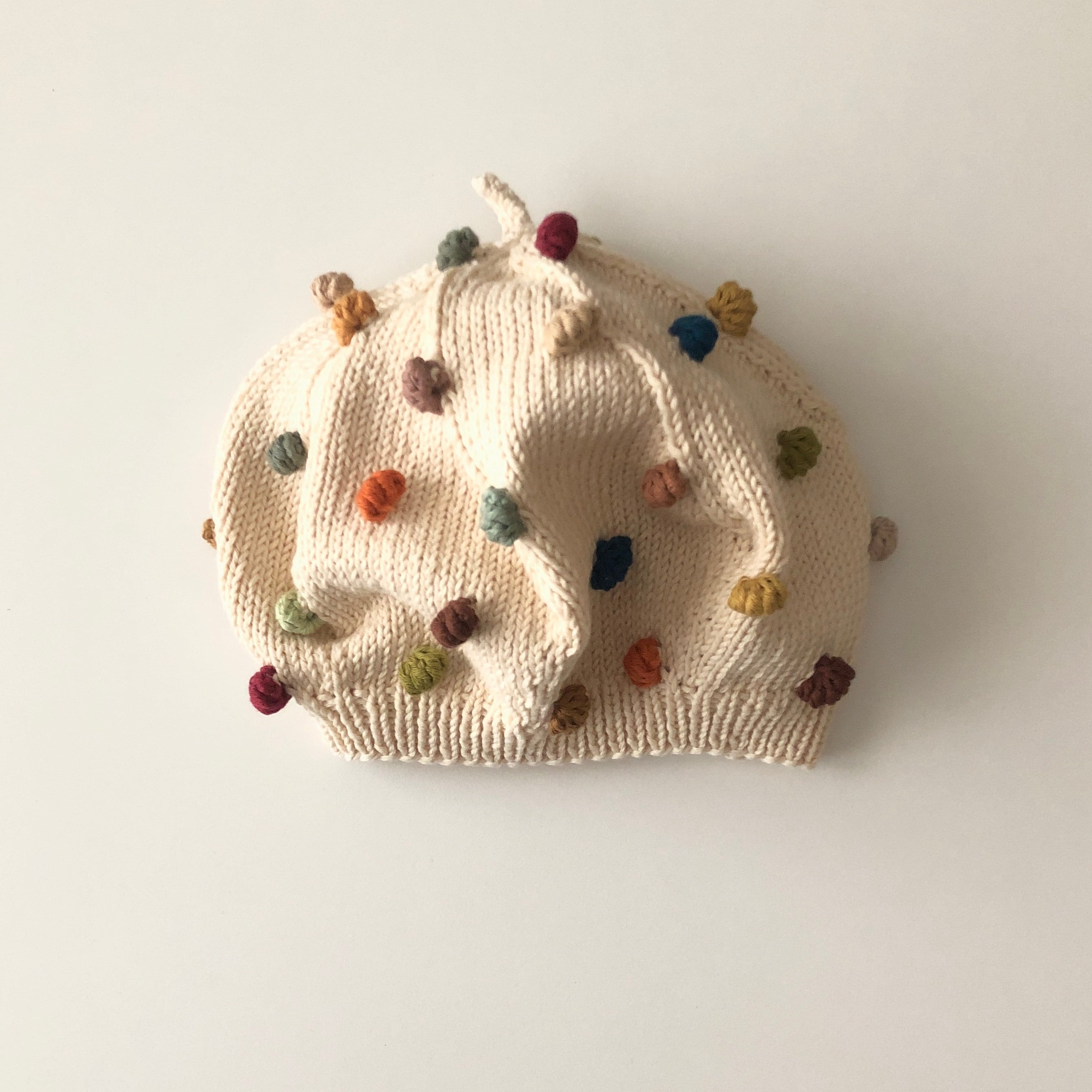Rainbow Popcorn Vest & Beret Set, Natural