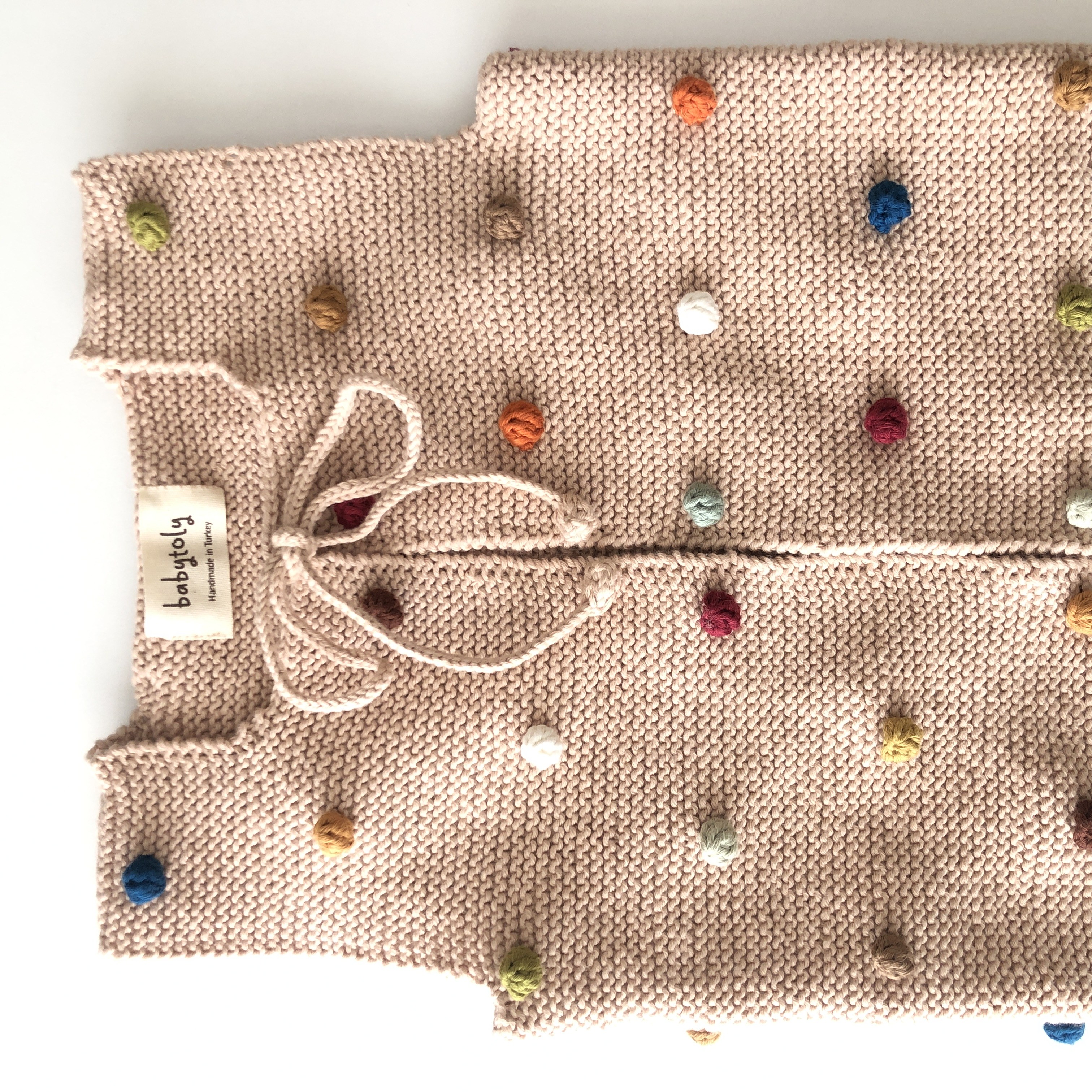 Rainbow Popcorn Vest, Ecru