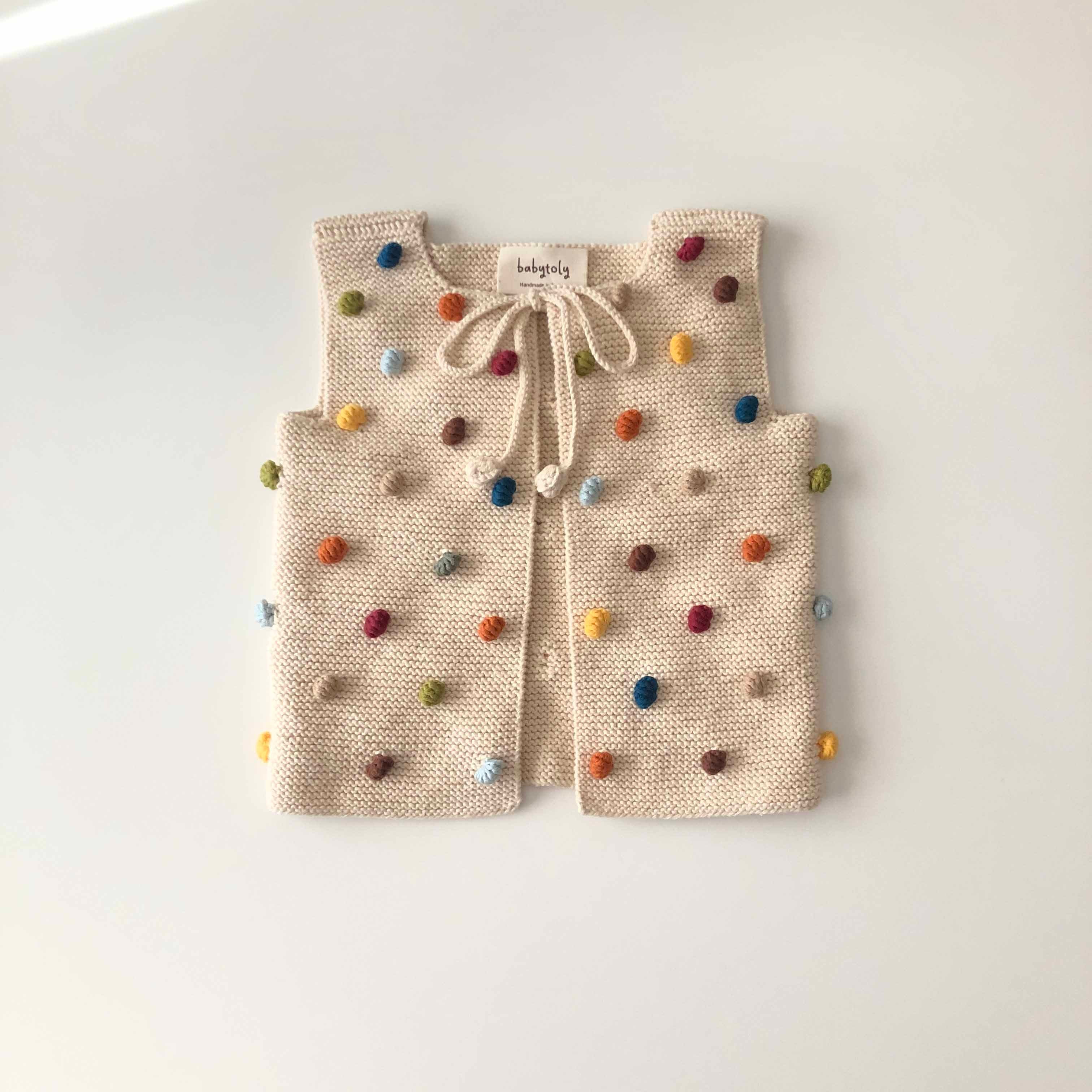 Rainbow Popcorn Vest, Natural