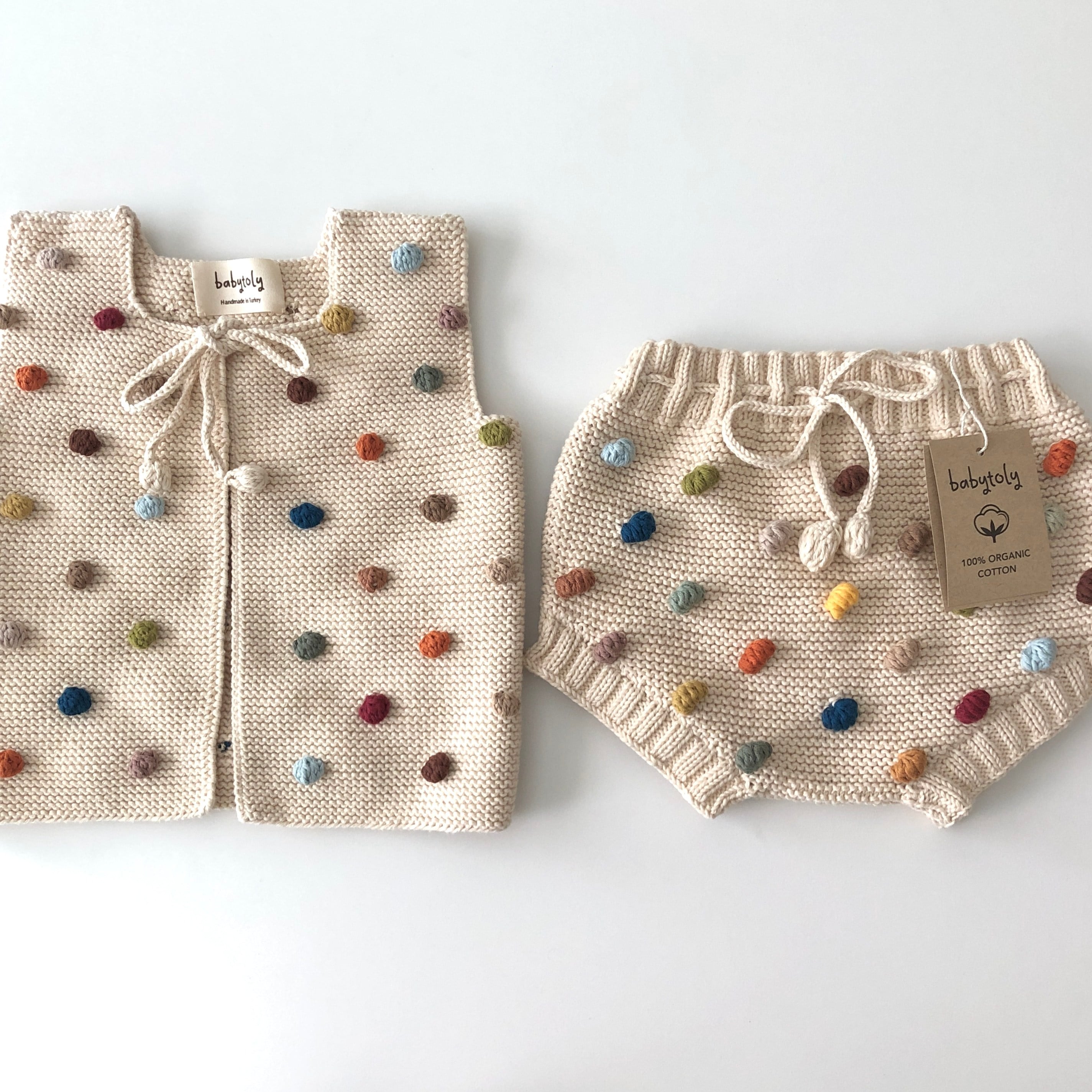 Rainbow Popcorn Vest, Natural